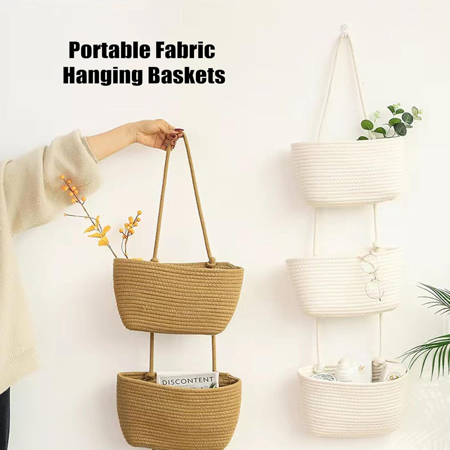 Wall Hanging Cotton Baskets / White