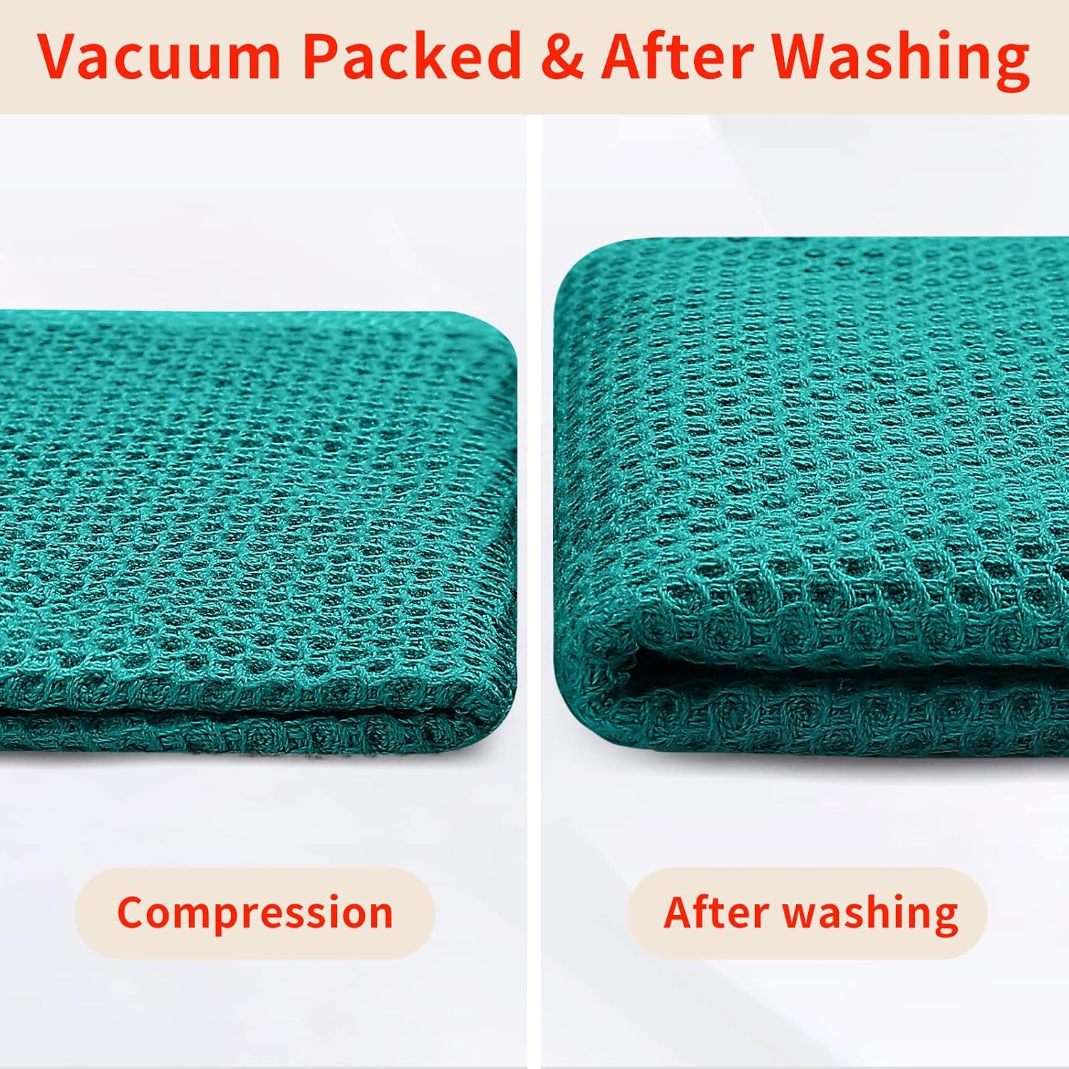 Homaxy 100% Cotton Waffle Weave Kitchen Dish Towels 12-Pack, Teal | 13 x 28 Inches, Ultra Soft Absorbent Dish Towels