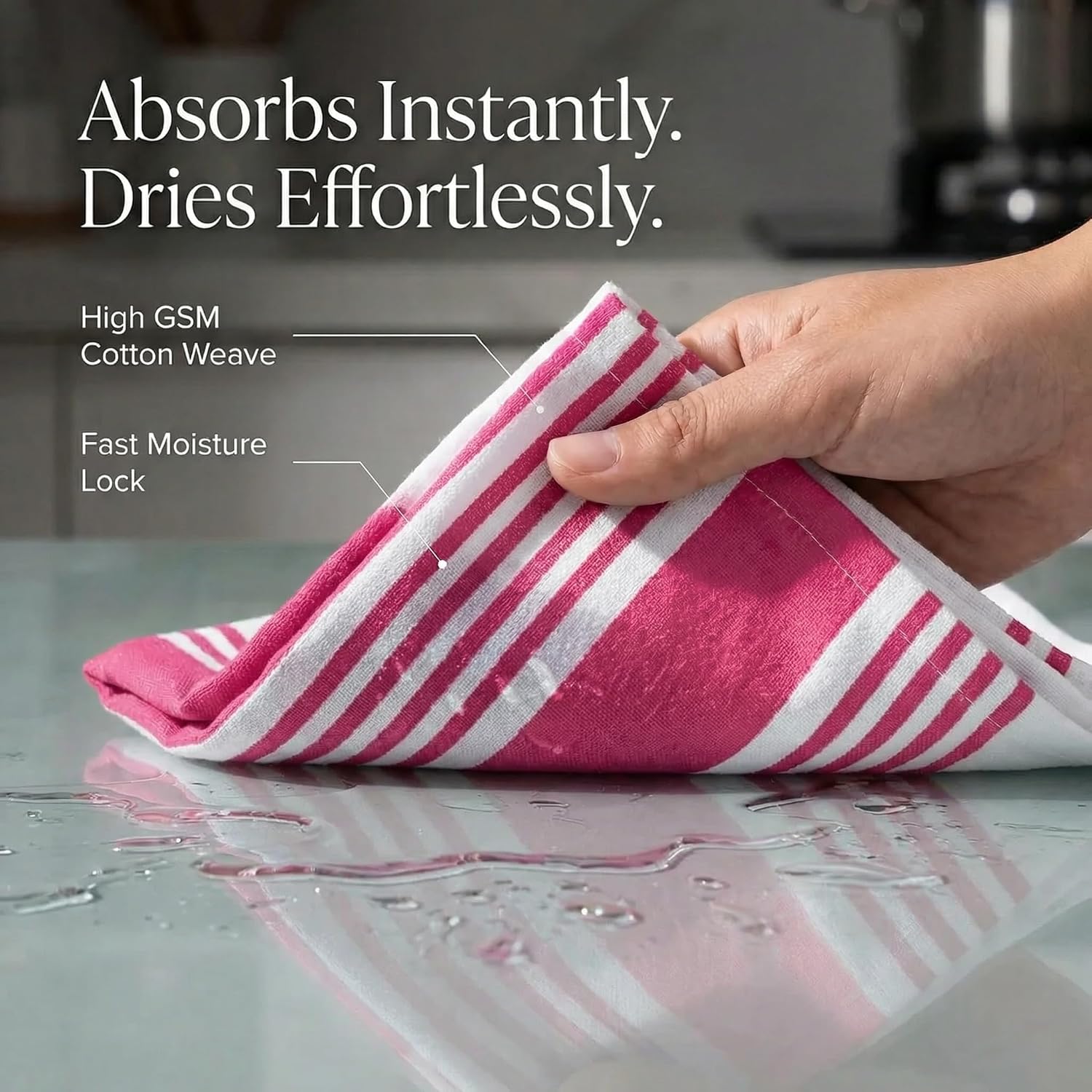 Urban Villa Kitchen Towels Cotton Dish Towel 20”x30” (Set of 6) Fuchsia White