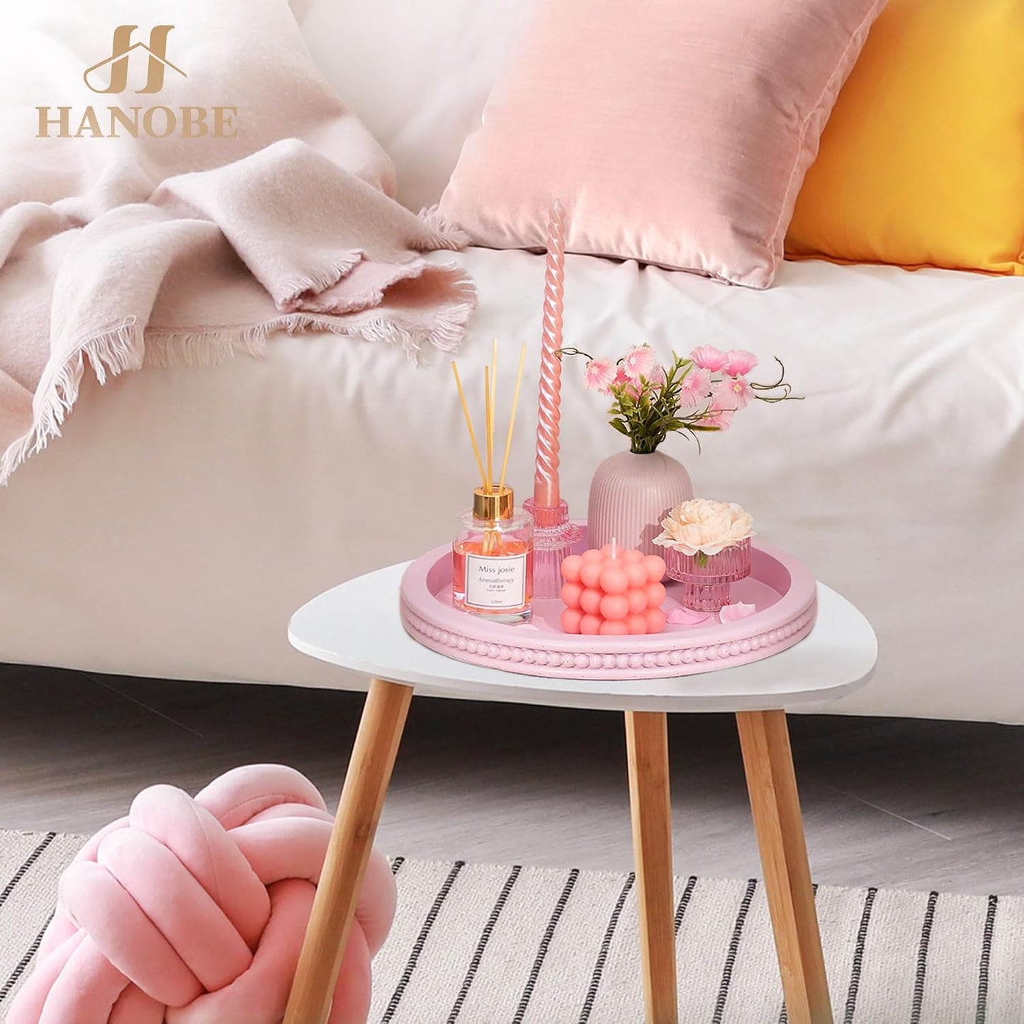 Tray Decorative Round / 11.8 / Pink