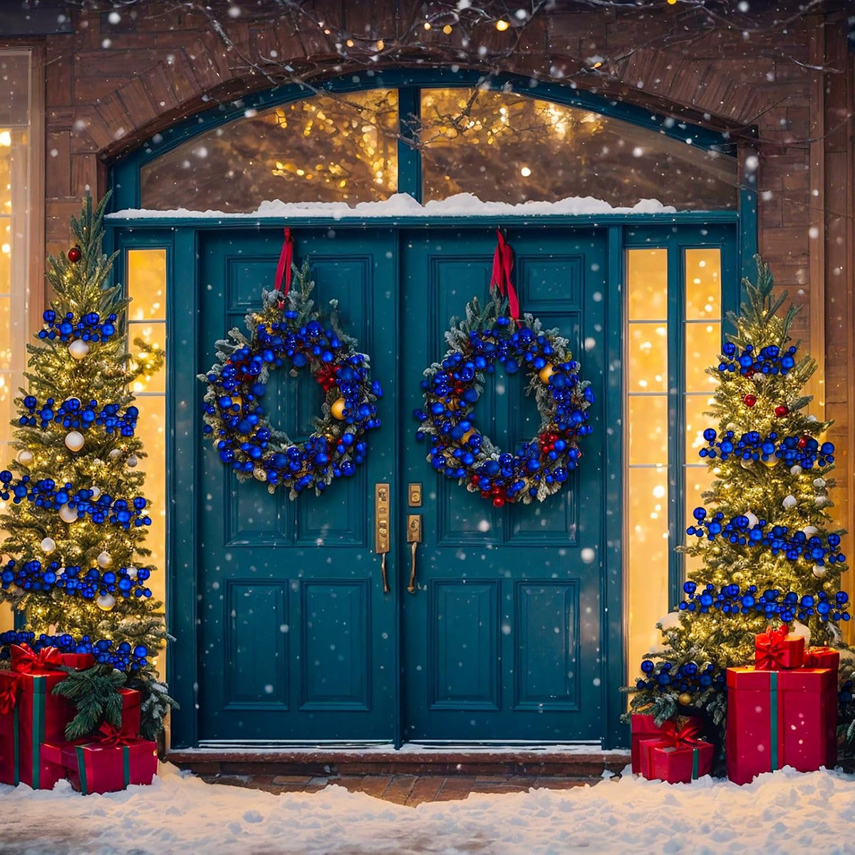 2 Pcs 6 ft Christmas Ball Ornament Garland, Navy Blue | Bauble Bulb Christmas Tree Ball Decoration Shatterproof