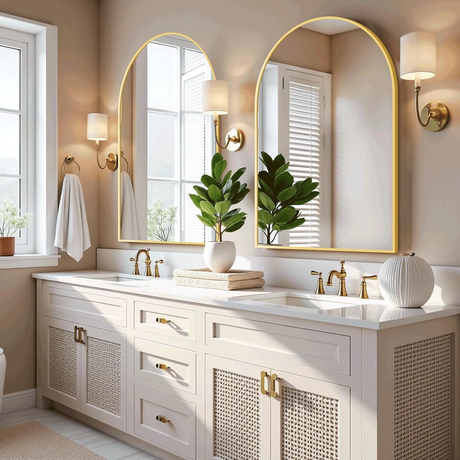 Metal Frame Vanity Mirror / Gold / 38"L x 26"W / 38 x 26