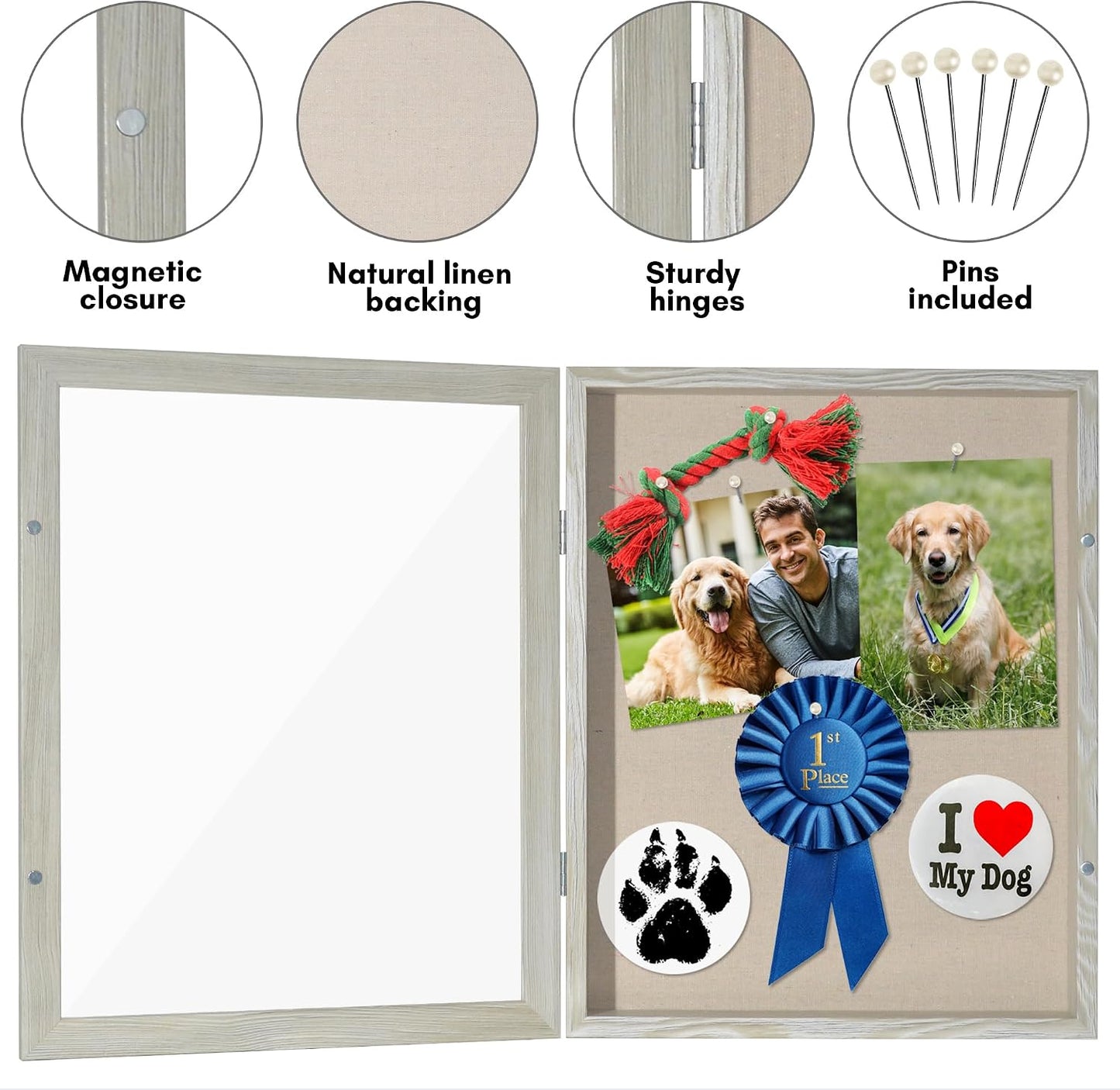 Americanflat 11x14 Shadow Box Frame - Engineered Wood - Grey Wood | Shatter-resistant glass, 1.4 inch interior depth
