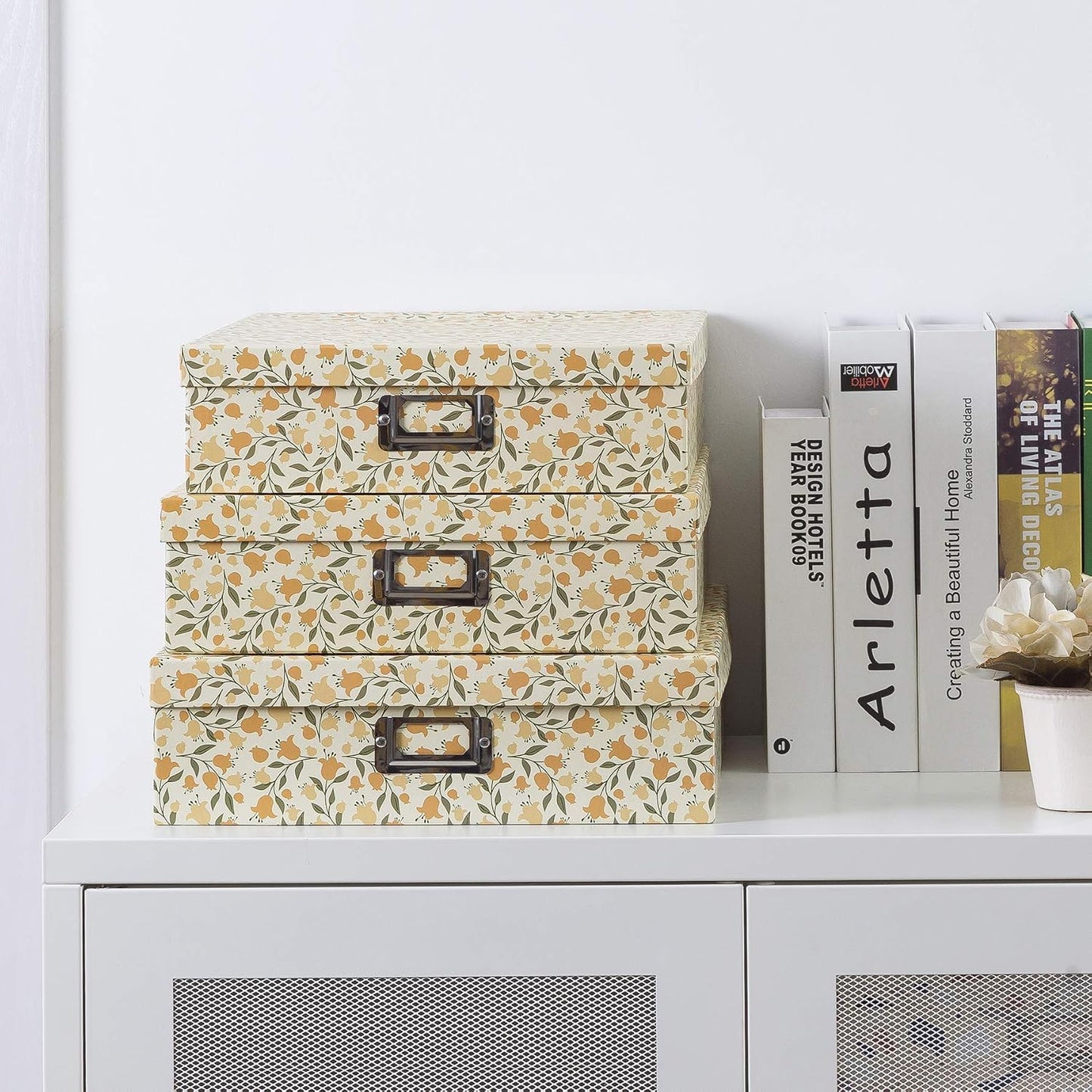 Decorative Cardboard Storage Boxes / Floral Dance / Set of 3