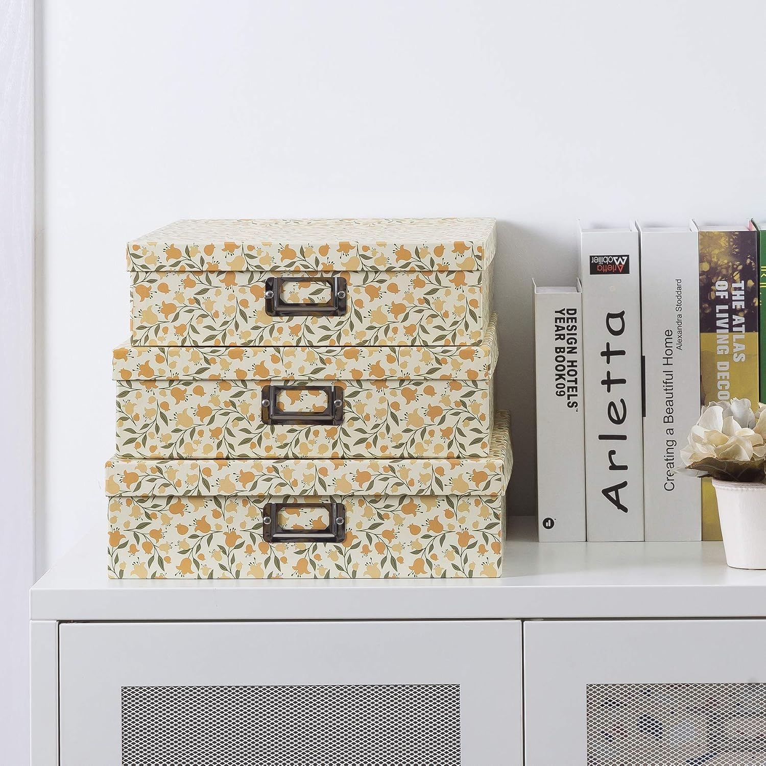 Decorative Cardboard Storage Boxes / Floral Dance / Set of 3