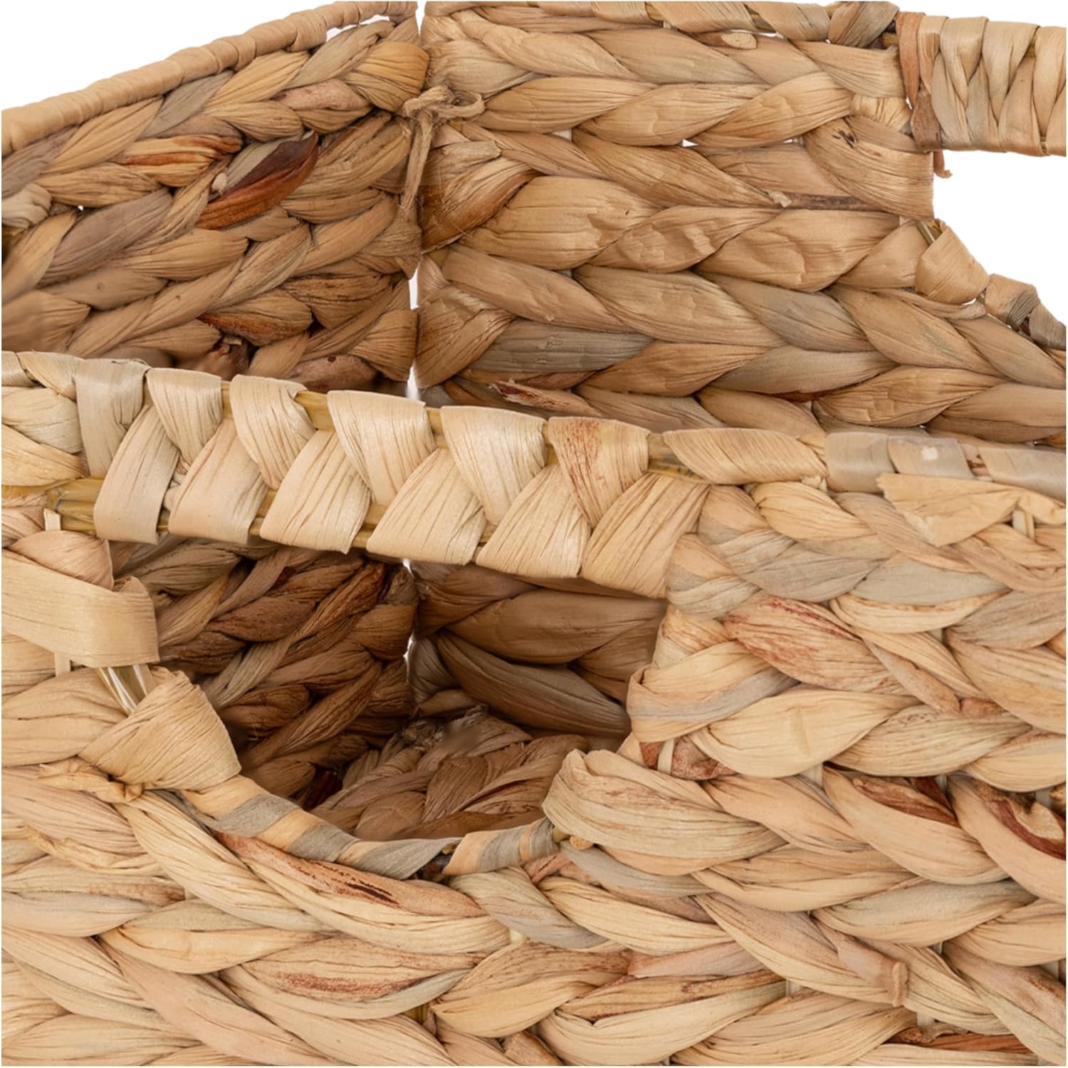 Natural Handwoven Portable Laundry Bin Basket / Natural Water Hyacinth / Rectangular / Set of 2