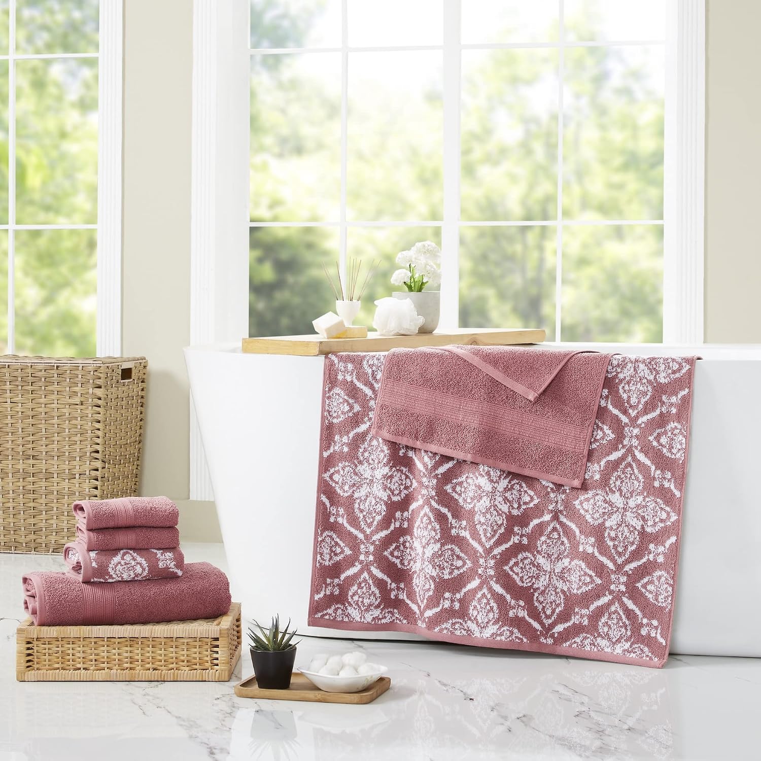 Modern Threads Amaris 6-Piece Reversible Yarn Dyed Jacquard Towel Set - Bath Towels, Hand Towels, & Washcloths - Super