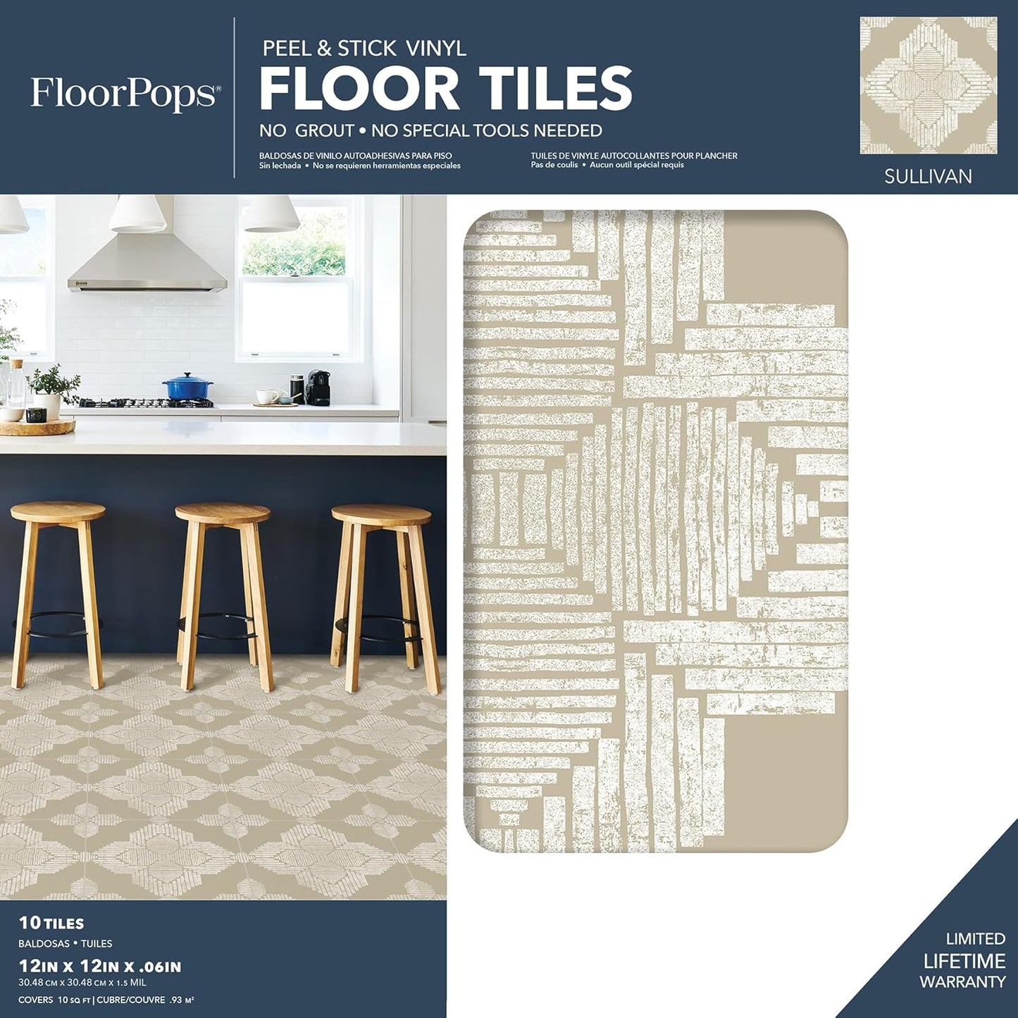 Sullivan Peel & Stick Floor / Petite / Tiles / Cream