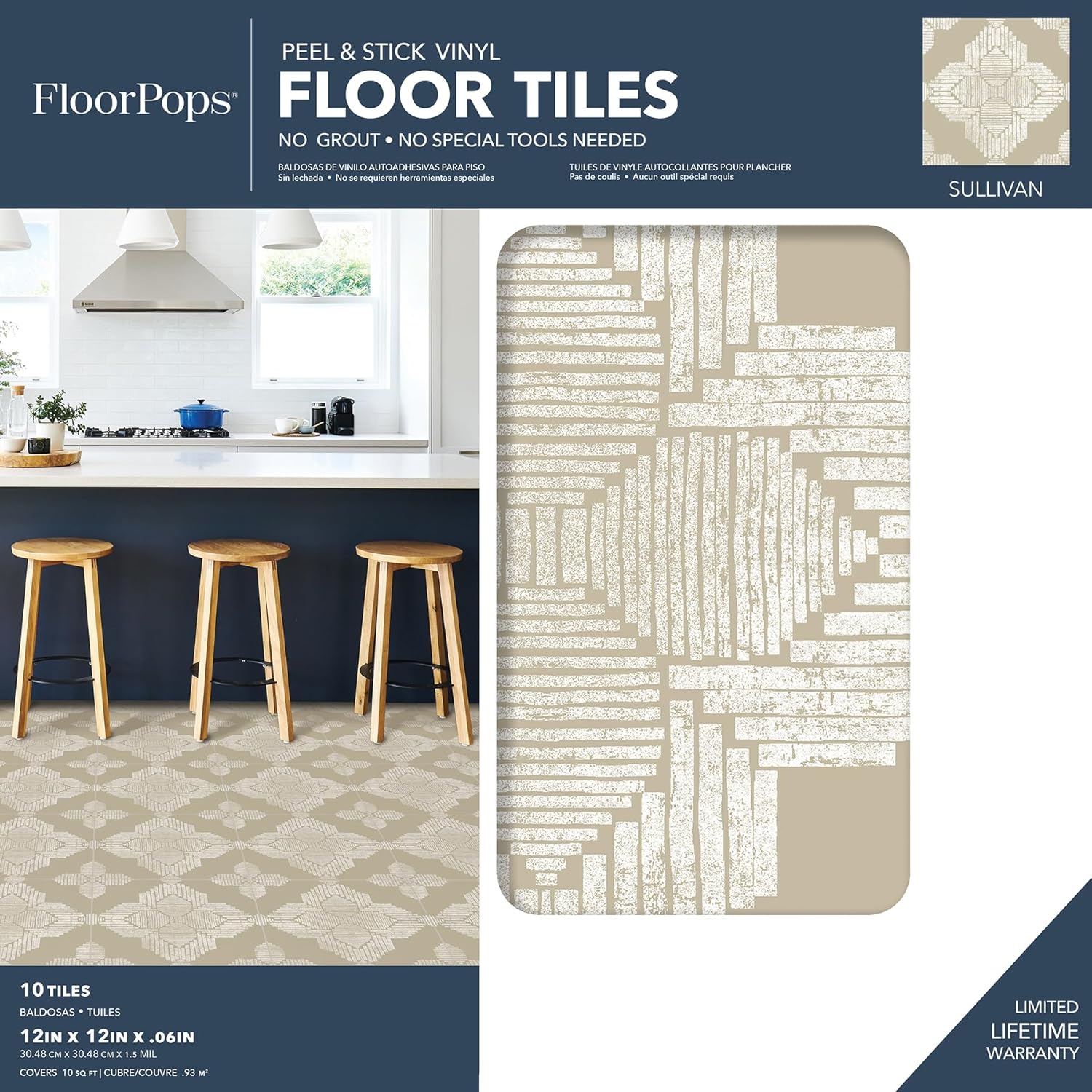Sullivan Peel & Stick Floor / Petite / Tiles / Cream