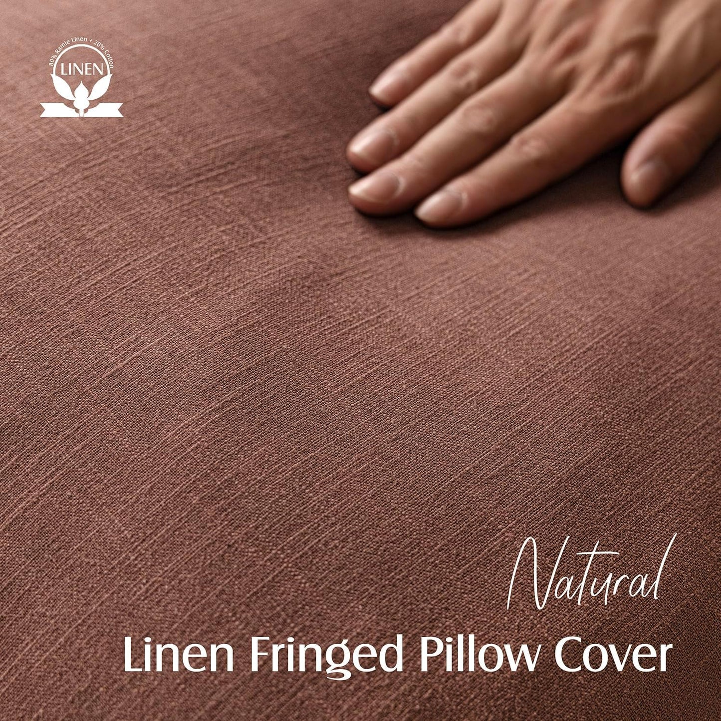 Decorative Linen Fringe Lumbar Throw Pillow Covers Boho Farmhouse Cushion / 20 x 12 / Autumn Glaze