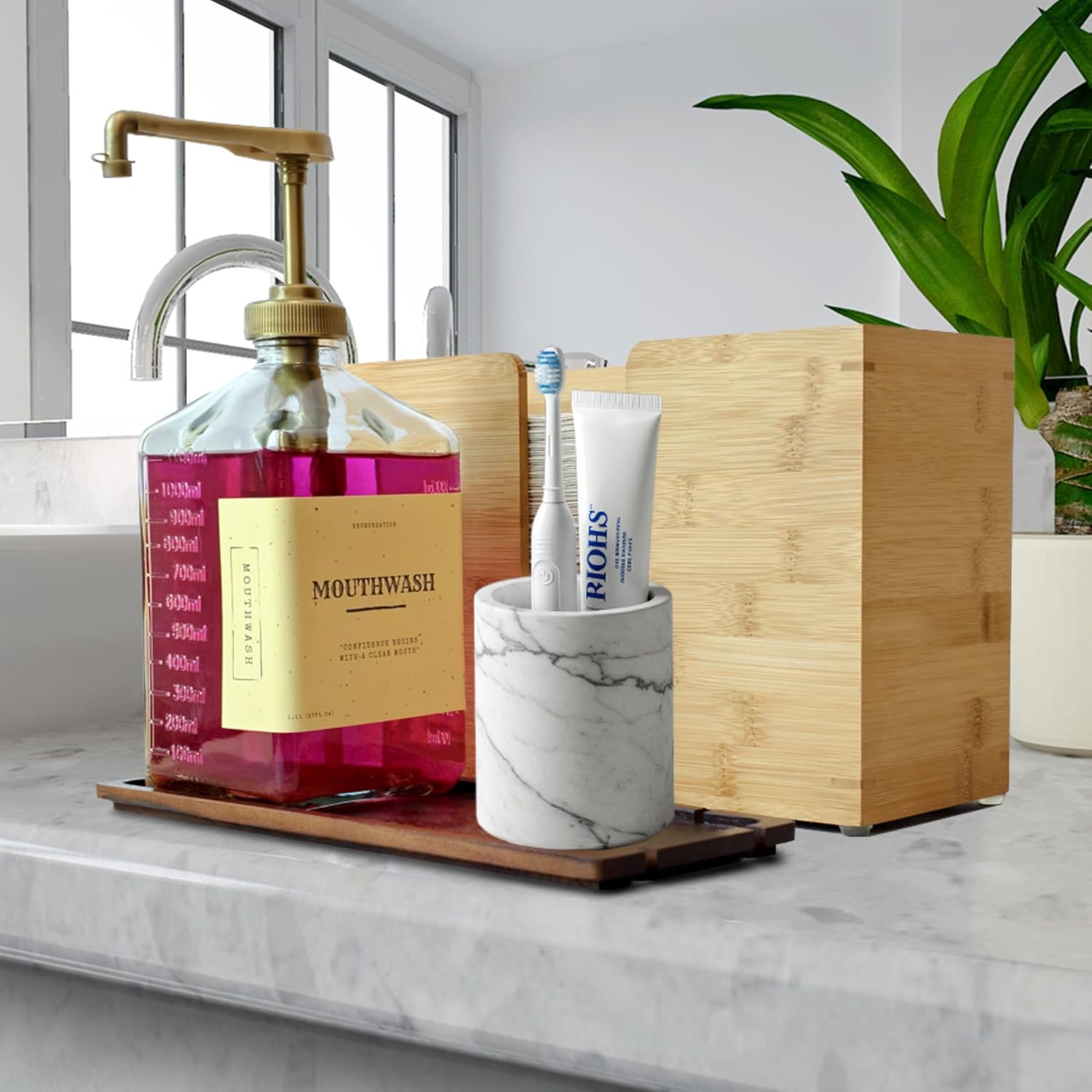 eBun Bamboo Paper Towel Dispenser with Removable Wooden Lid Tray, Bamboo | Wall mount or countertop holder for C-fold