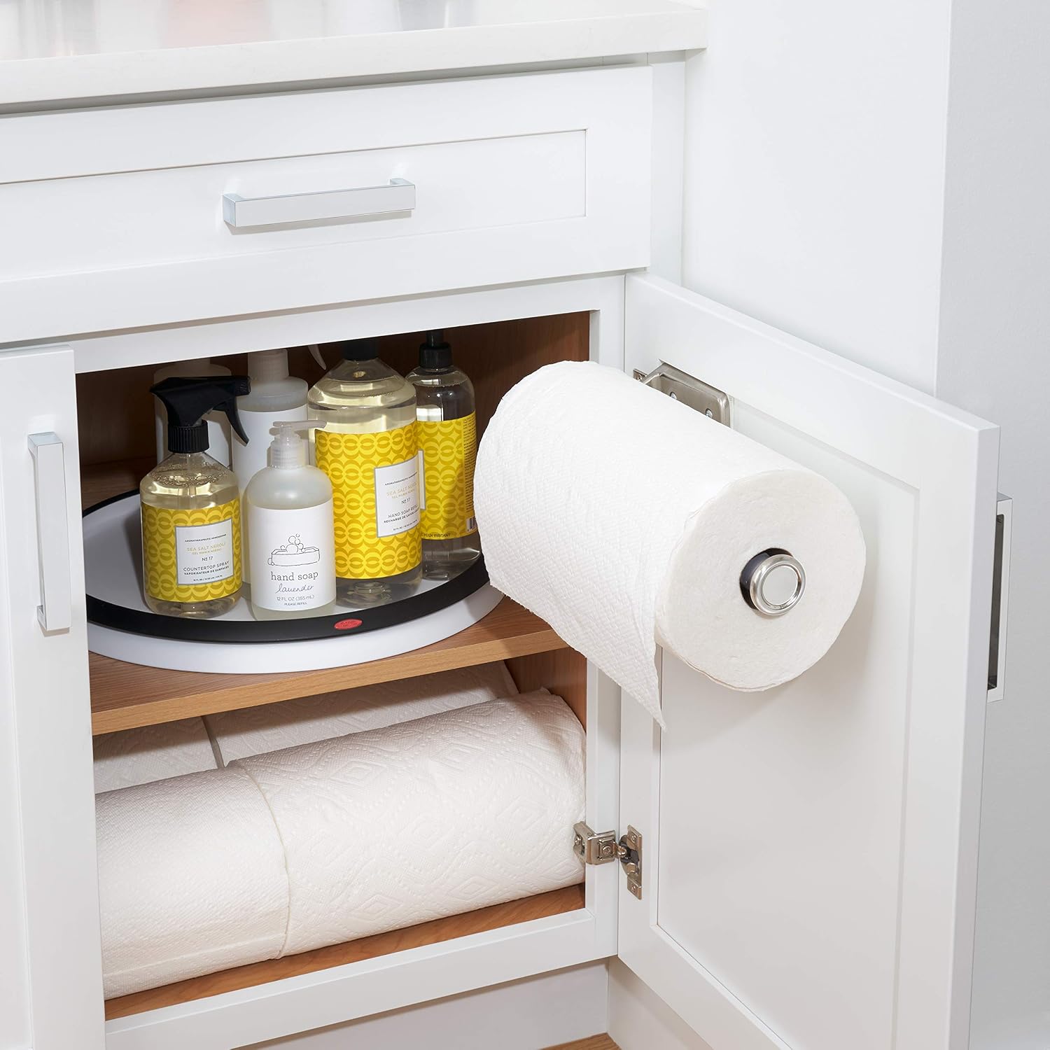 OXO Good Grips Steady Mounted Paper Towel Holder | Under Cabinet Paper Towel Holder, One-Handed Tear, Fits Any Size