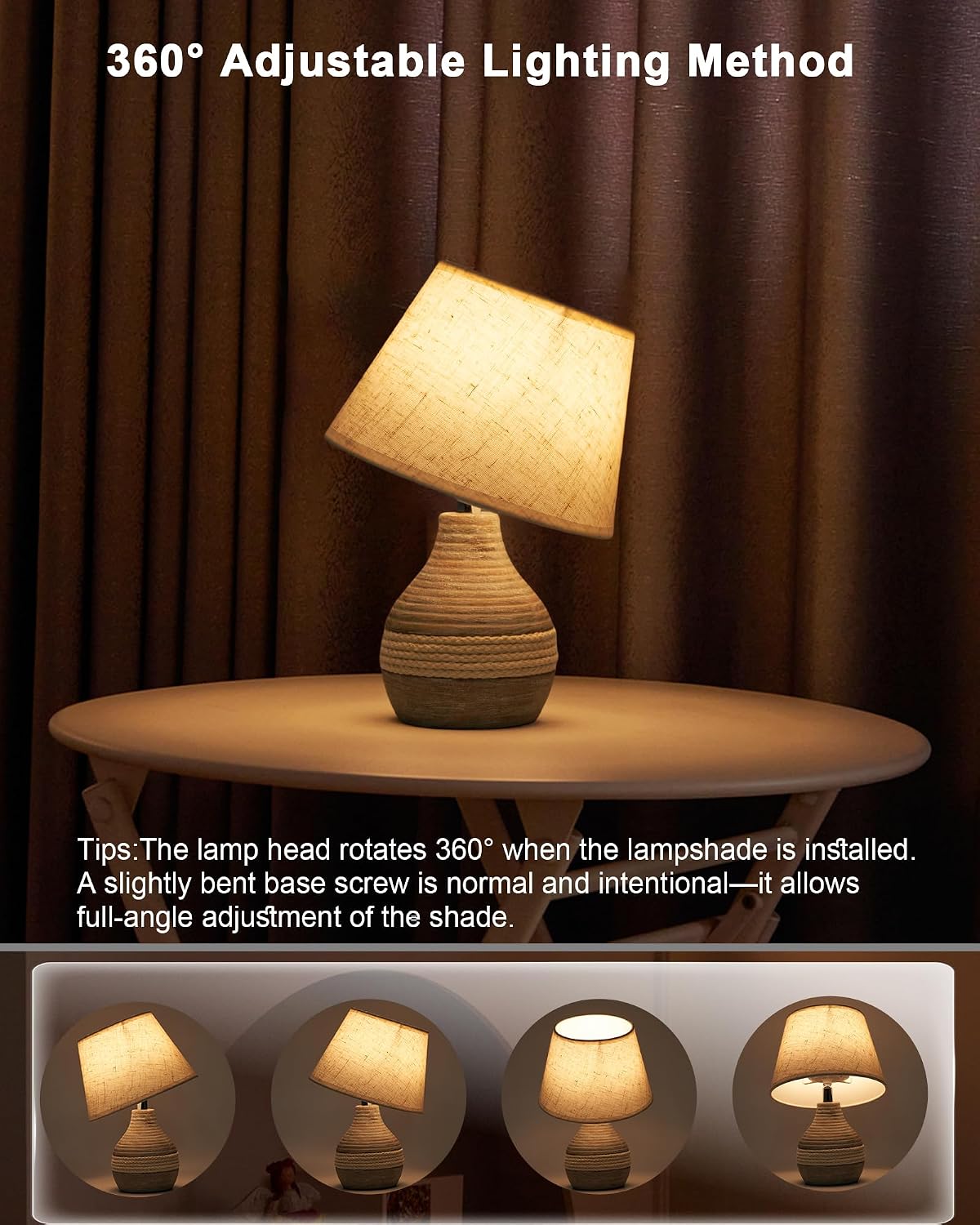 10" H Small Rechargeable Cordless Ceramic Table Lamp, Coastal | Remote Control RGB, Warm White Light, Timer, Dimmer