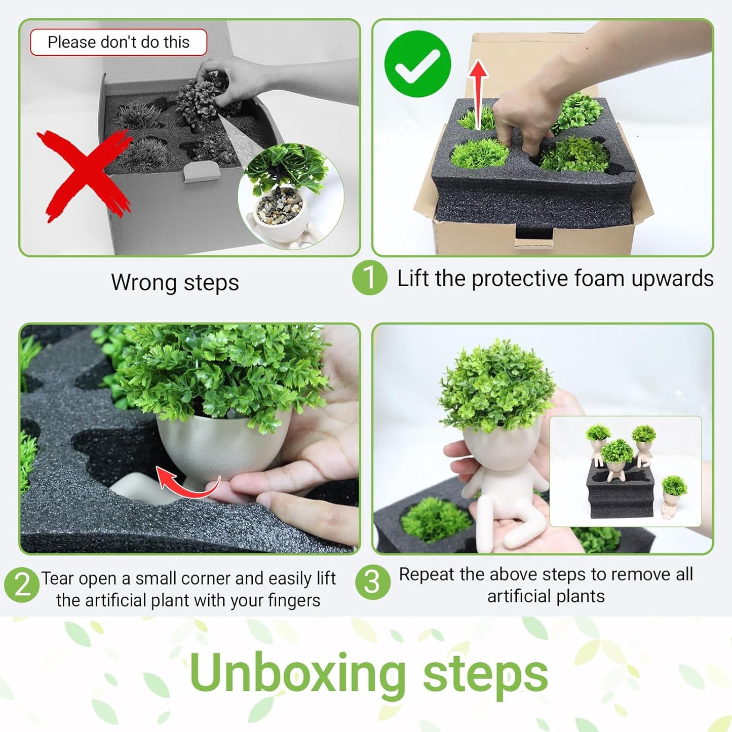 Artificial Mini Succulent Plants / Black / Set of 4