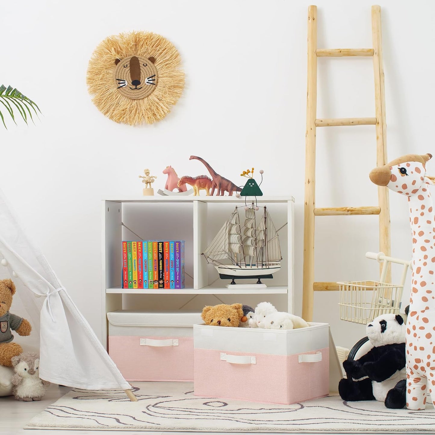 Storage Baskets / Decorative Storage Boxes / White/pink / Large / Set of 2