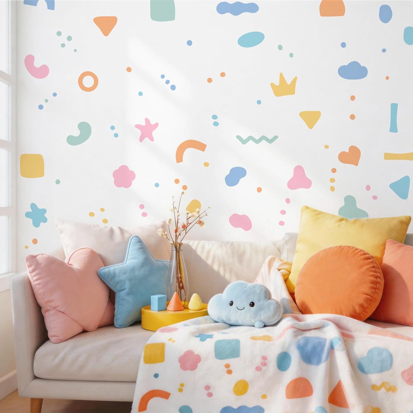 Colorful Irregular Polka Dot and Pattern Vinyl Stickers / Boho Abstract Shapes Wall Decals