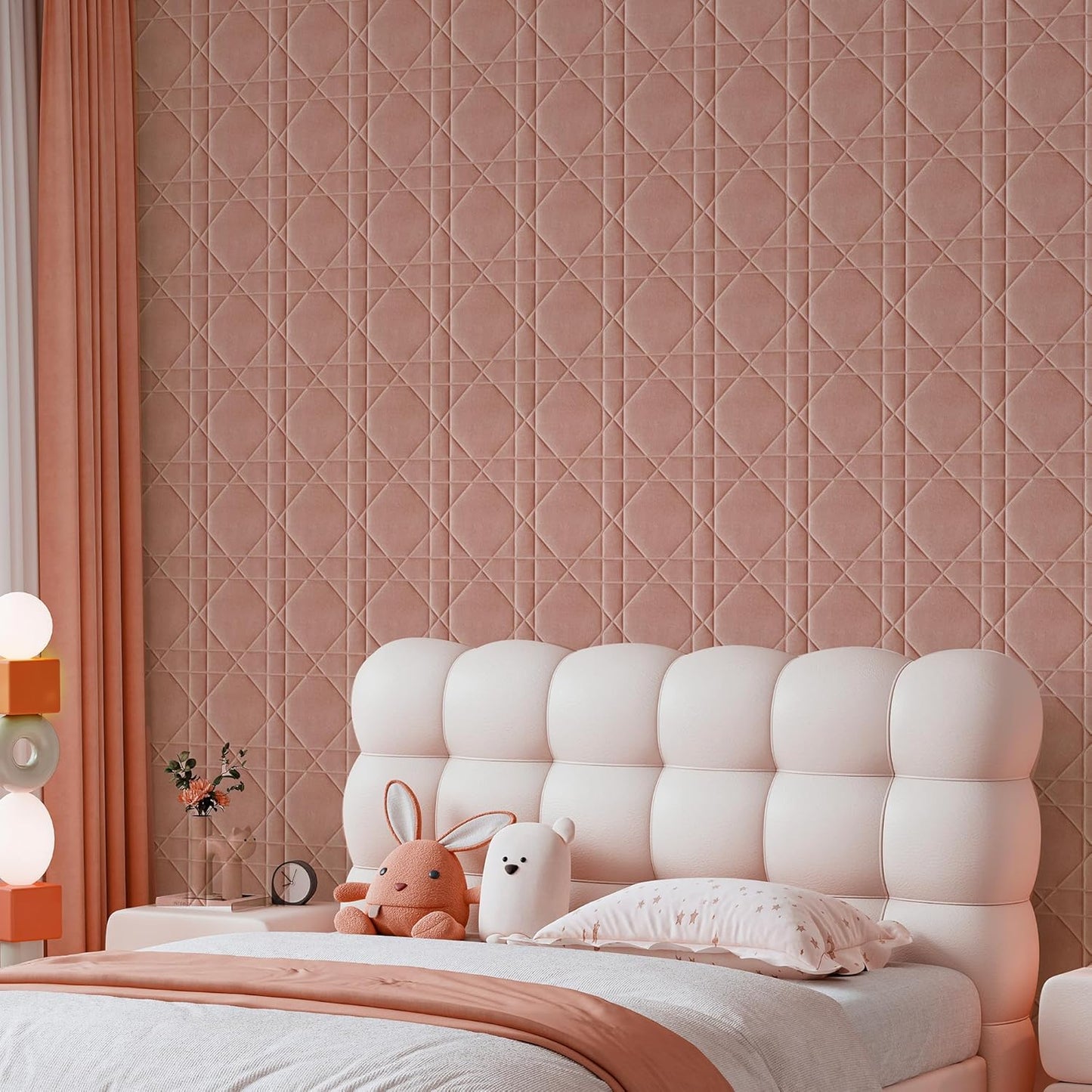 Velvet 3d wall panels for Interior wall Decor peel and stick / Hexagon-pink