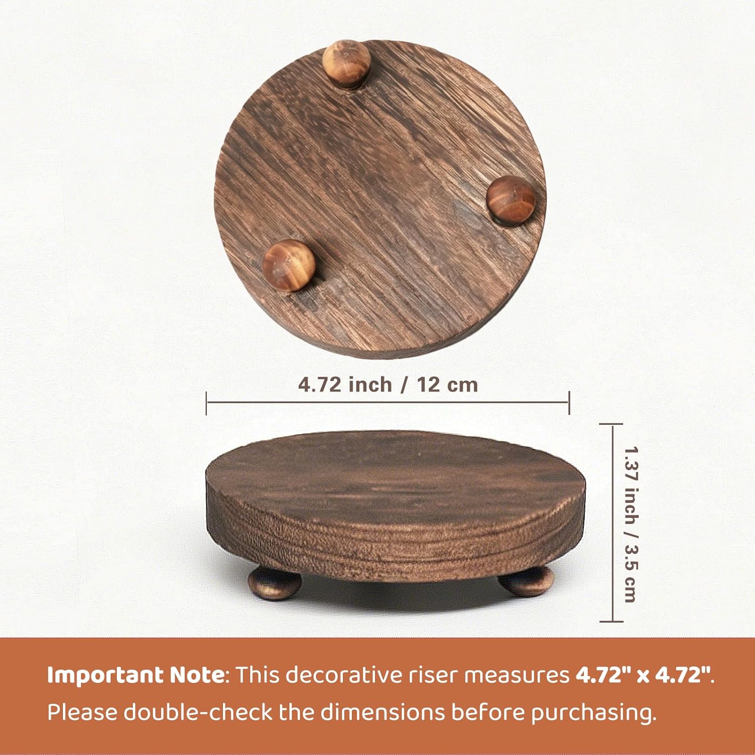 Wood Riser for Display Stand / Charred Brown Riser / 4.72 Inch / Set of 2