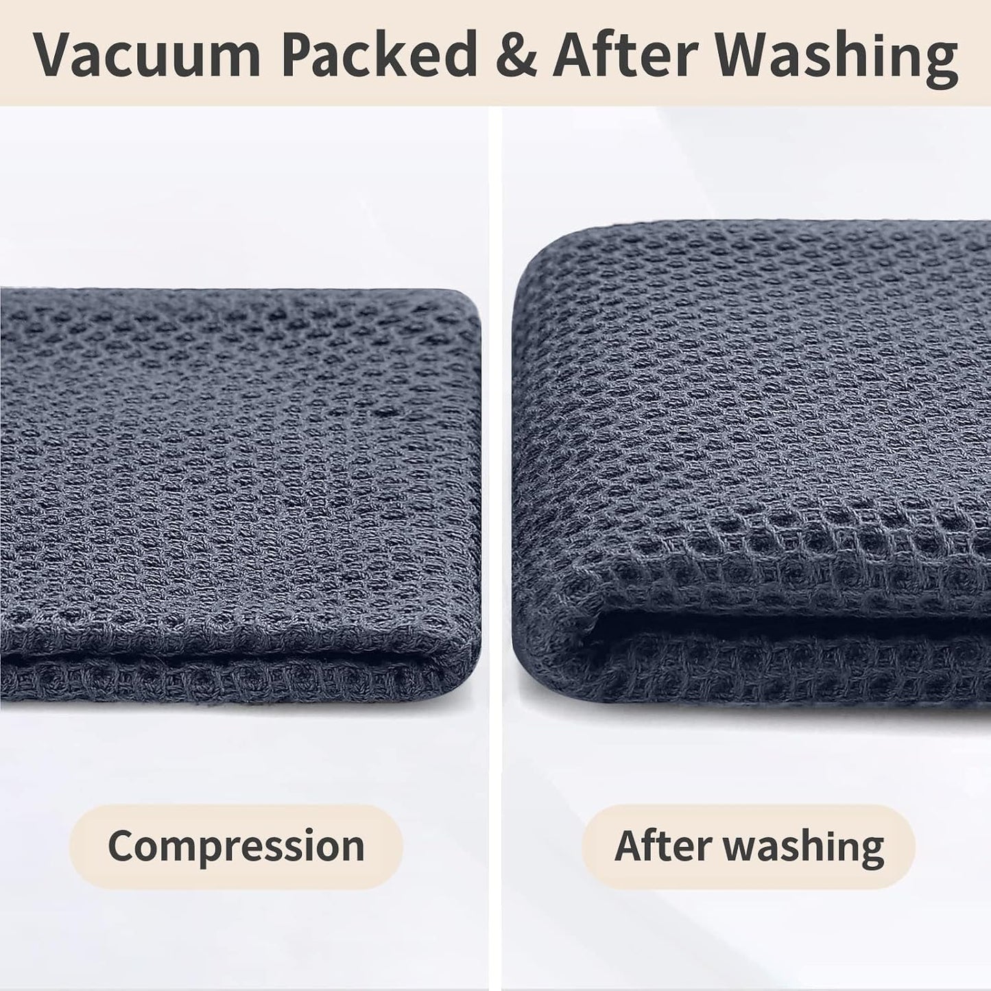 Homaxy 12 Pack 100% Cotton Kitchen Towels and Dishcloths Set, Dark Grey | 12 x 12 Inches and 13 x 28 Inches Kitchen