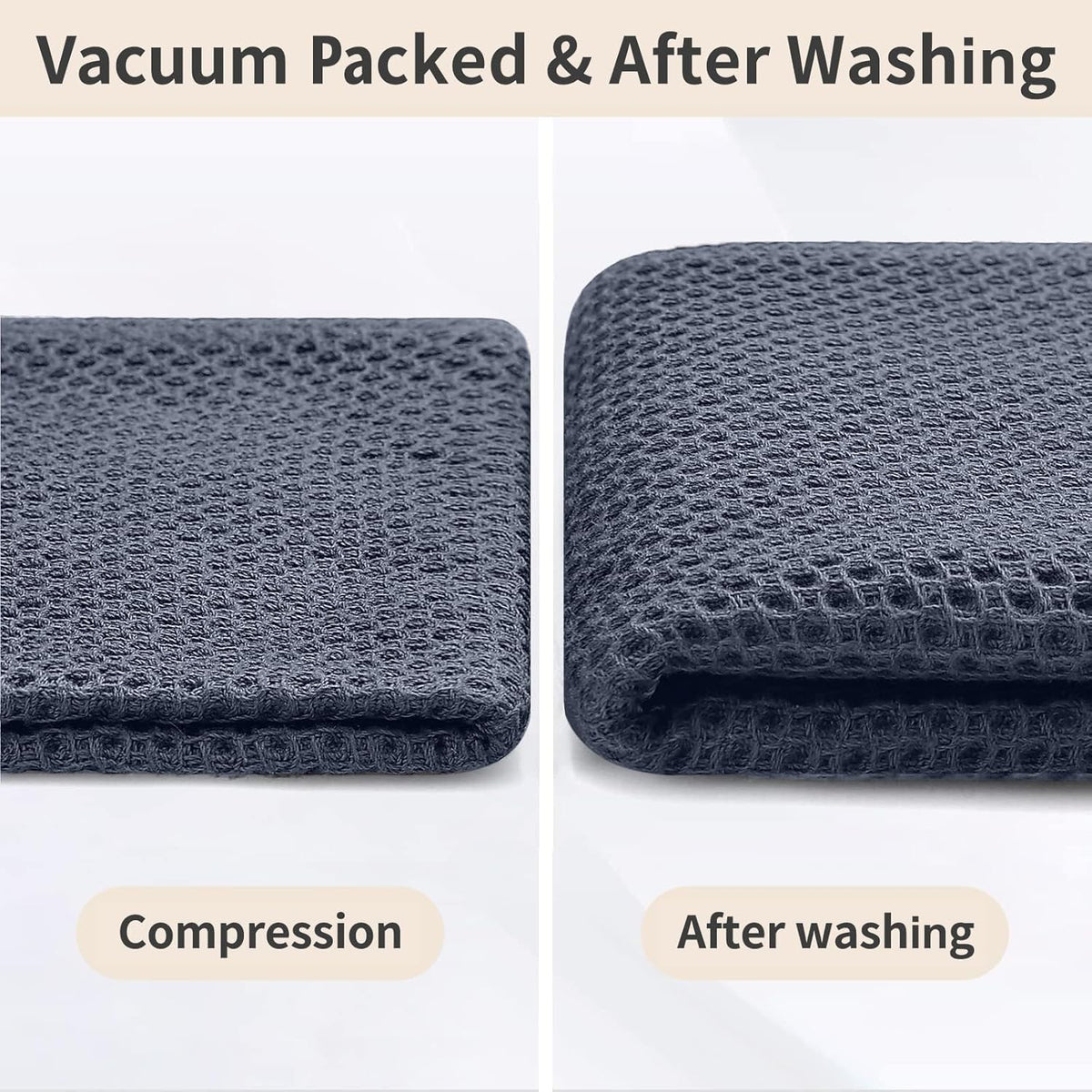 Homaxy 16 Pack 100% Cotton Kitchen Towels and Dishcloths Set, Dark Grey | 12 x 12 Inches and 13 x 28 Inches Kitchen