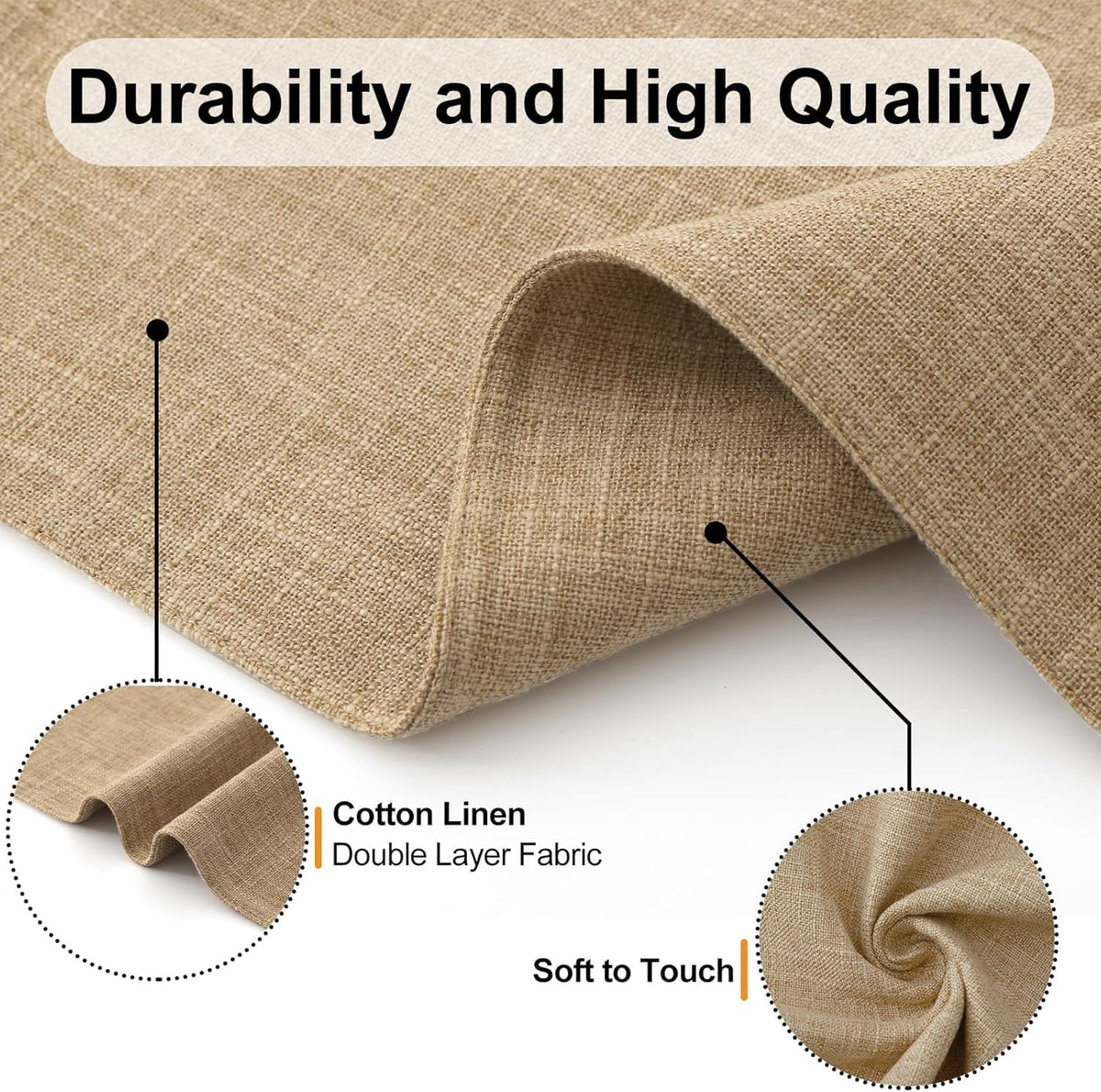 Homaxy Cloths Placemats for Dining Table Set of 8, 13" x 19", Flaxen | Heat Resistant, Washable, Cotton Linen Blend