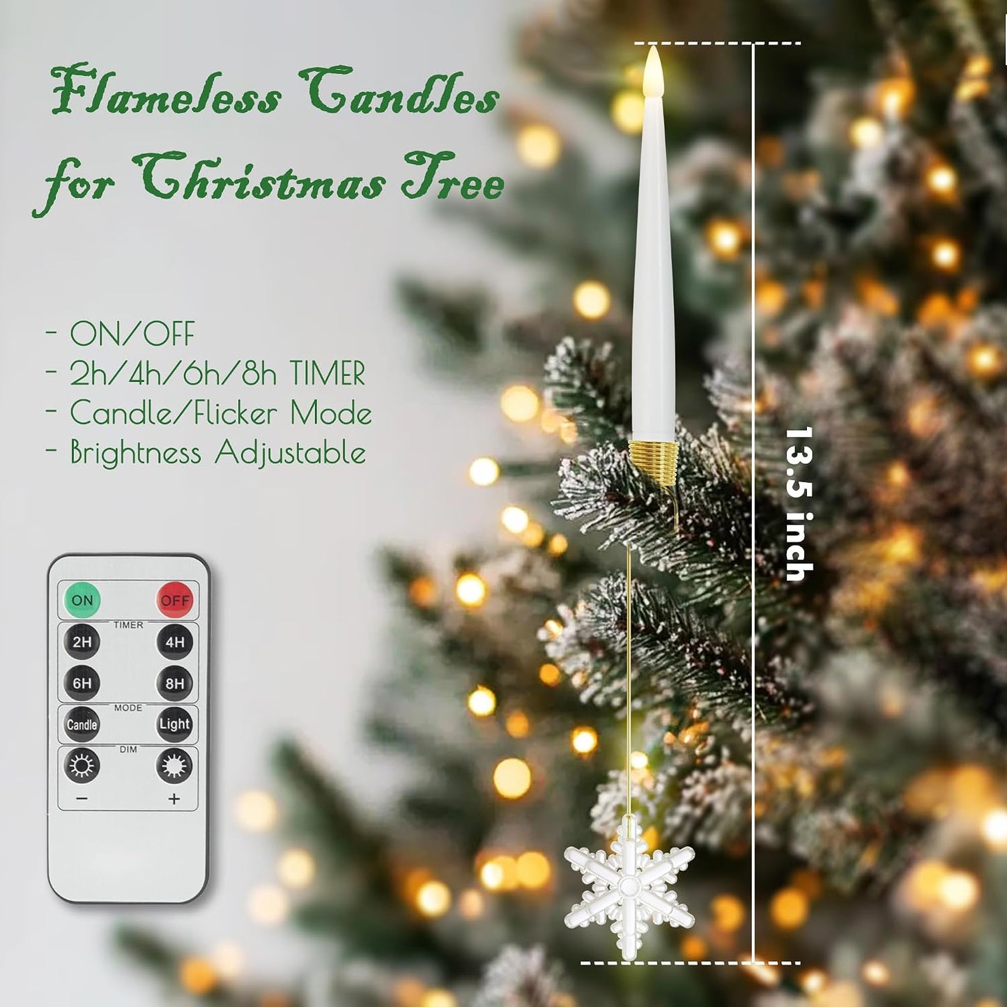 JOIONE Christmas Tree Candles, 12 Pack Snowflake Tree Hanging Decor | Battery Operated, Remote Control, Snowflake