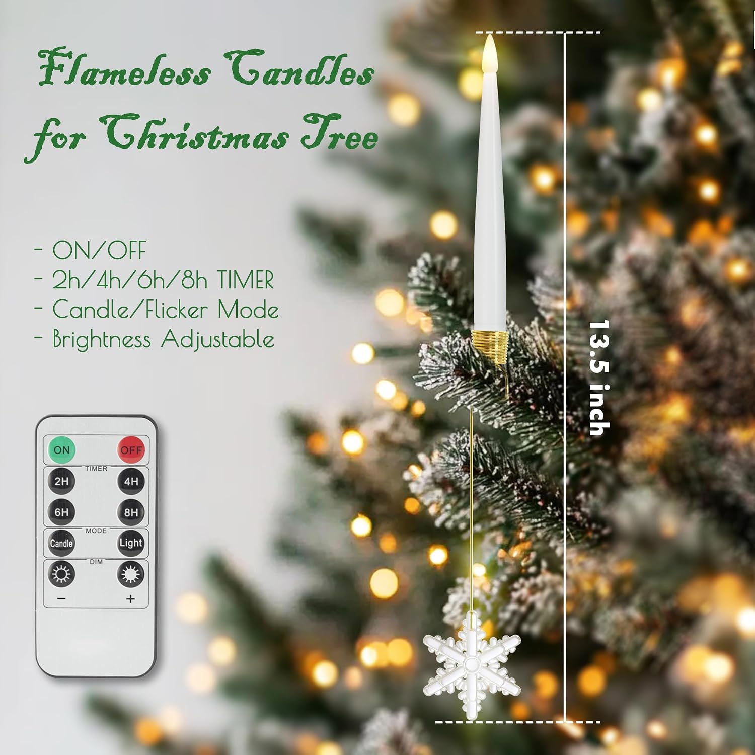 JOIONE Christmas Tree Candles, 12 Pack Snowflake Tree Hanging Decor | Battery Operated, Remote Control, Snowflake