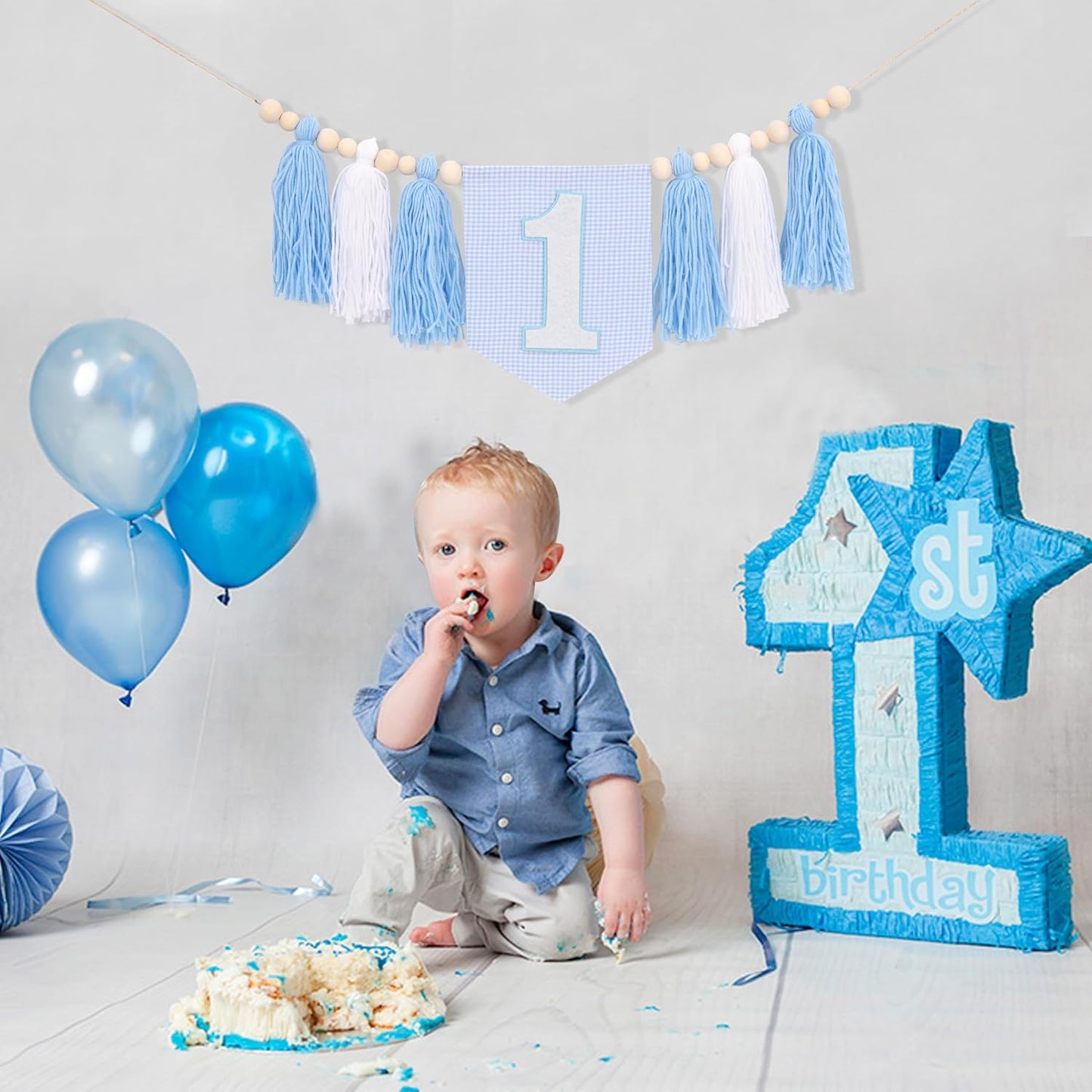 Wood Bead High Chair / Blue