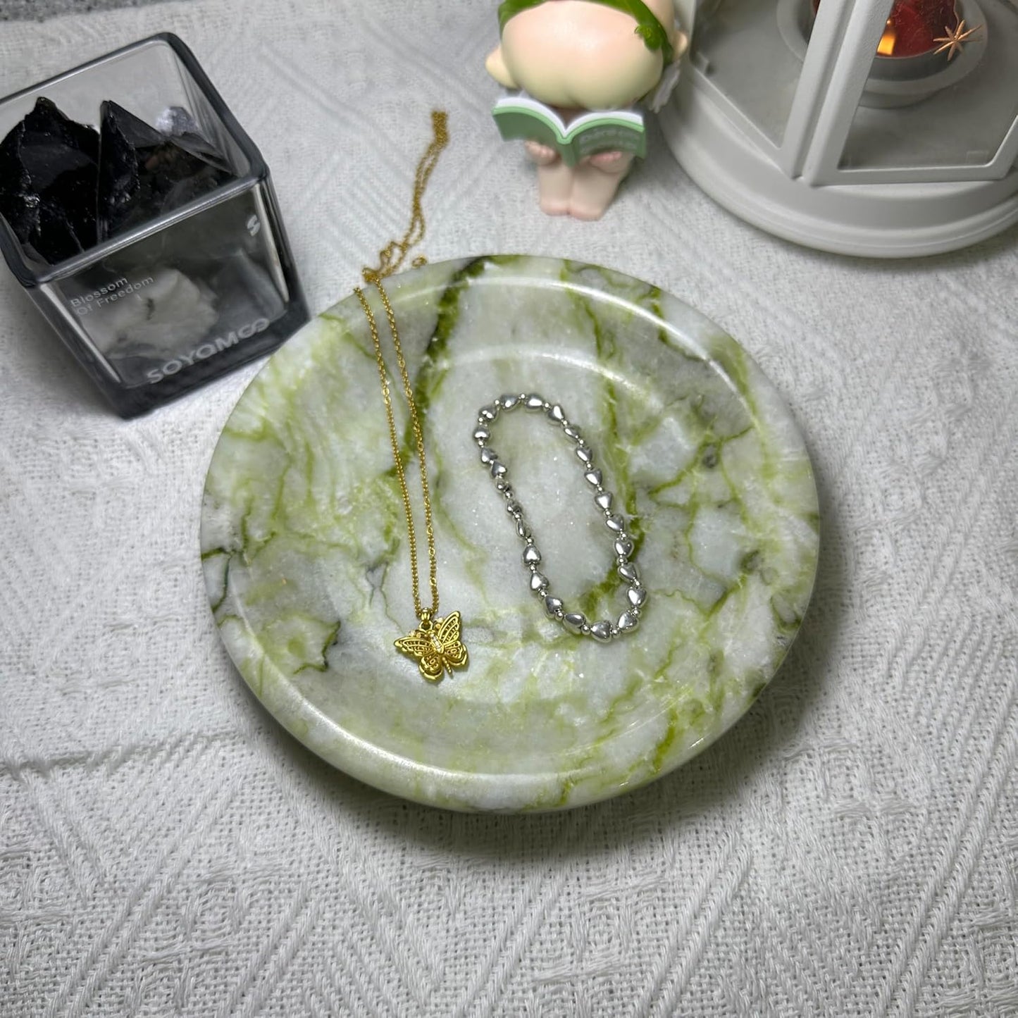 Handcrafted Decorative Tray / Cold Emerald / Natural / 5.5 Inch