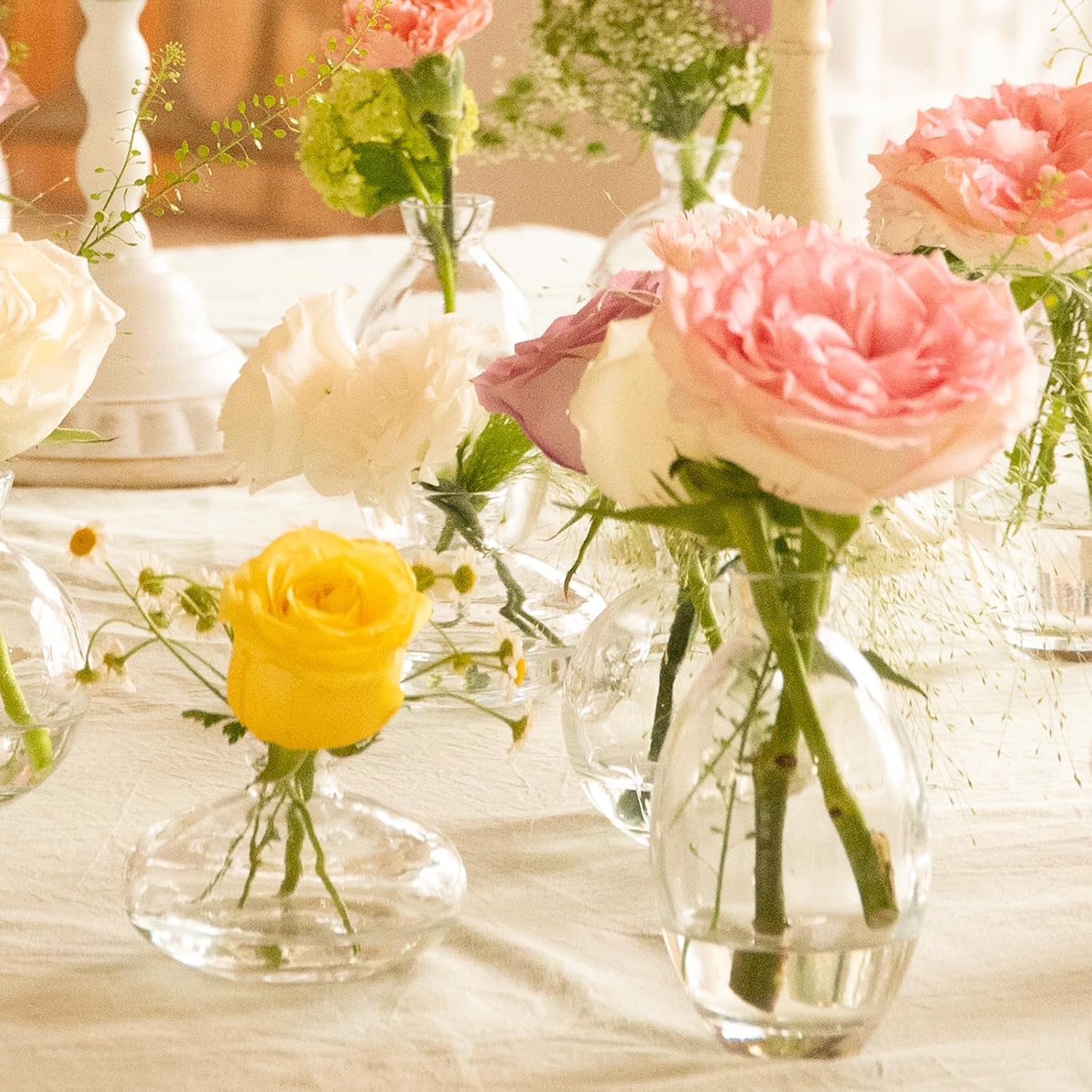 Glass Bud Vase Pcs for Rustic Wedding Centerpieces and Home Decor / Set of 28