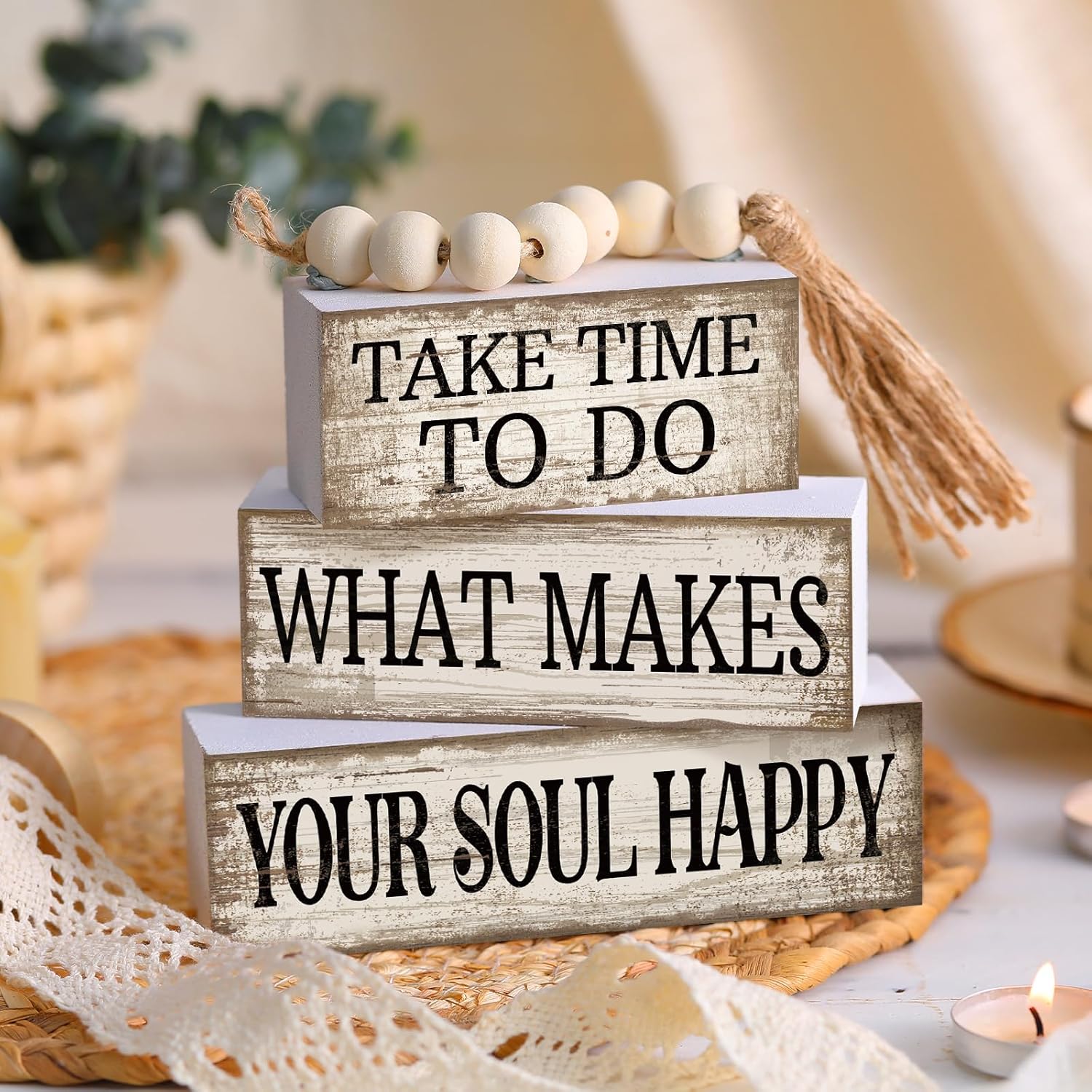 Farmhouse Tabletop Decoration Farmhouse Tiered Tray Decor Rustic Retro / Inspirational / Set of 4