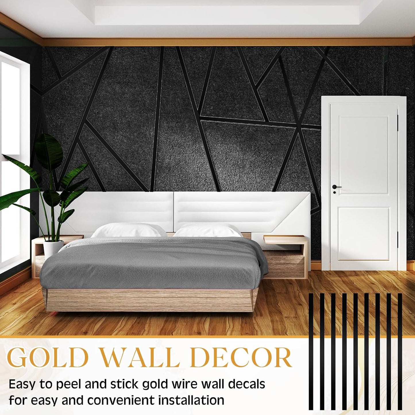 Wall Decals Peel and Stick Tape / Black / 70.8 x 1.2 / Set of 24