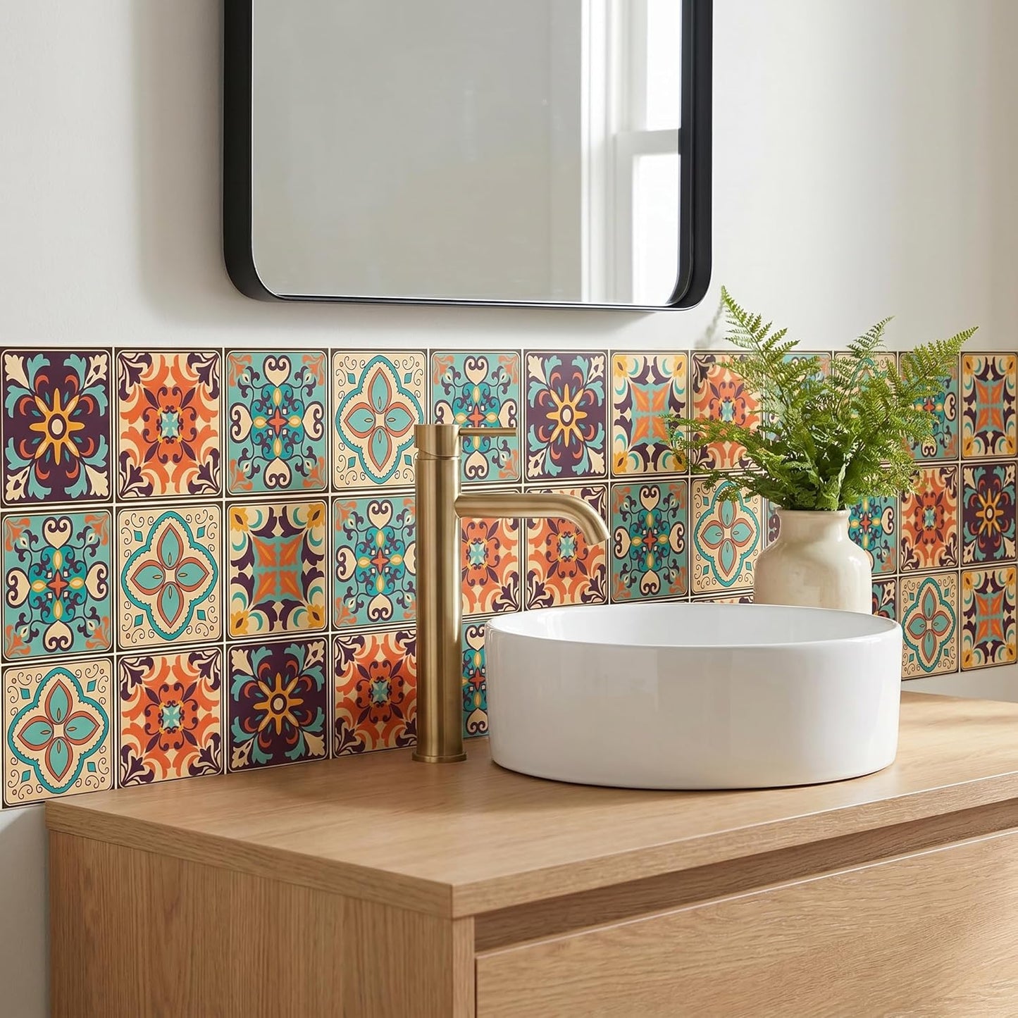 Bohemian Style Tile self-Adhesive wall Sticker / Set of 30