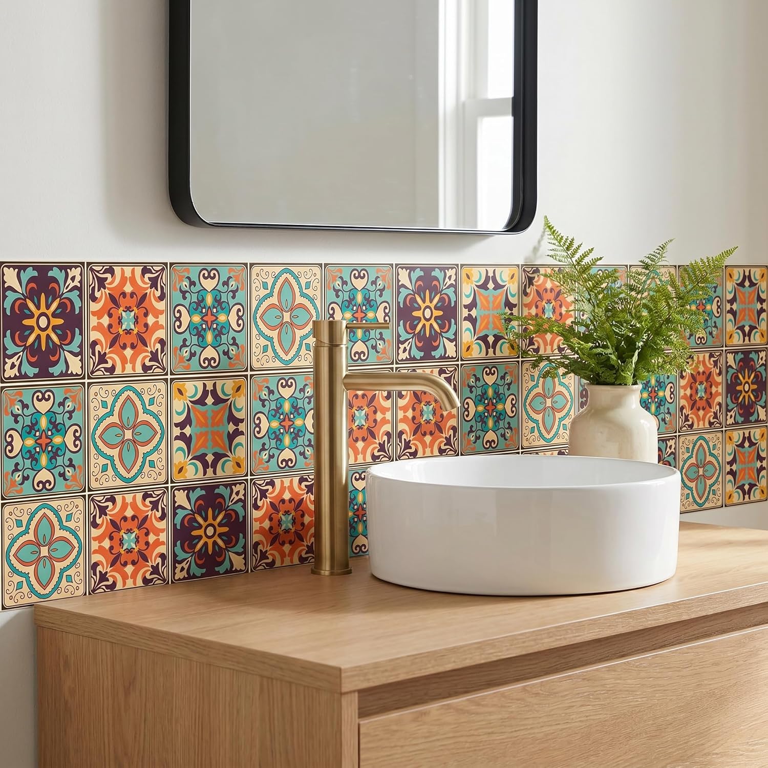 Bohemian Style Tile self-Adhesive wall Sticker / Set of 30