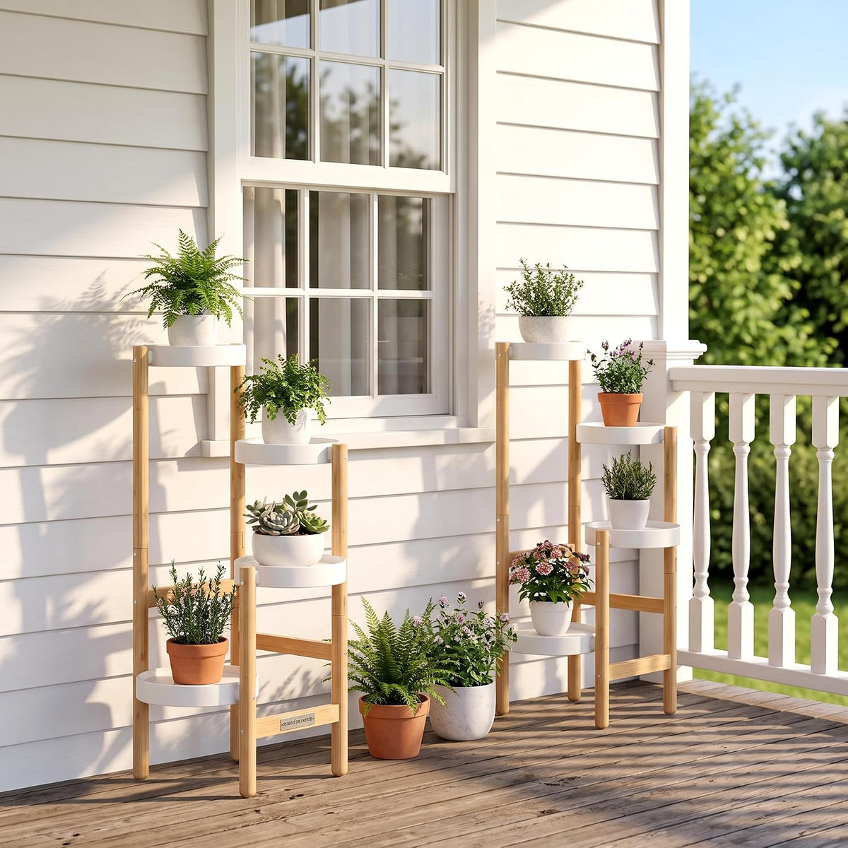 APRTAT 4-Tier Tall Bamboo Plant Stand for Indoor Plants | Natural Bamboo Waterproof Coating Enhanced Stability Easy