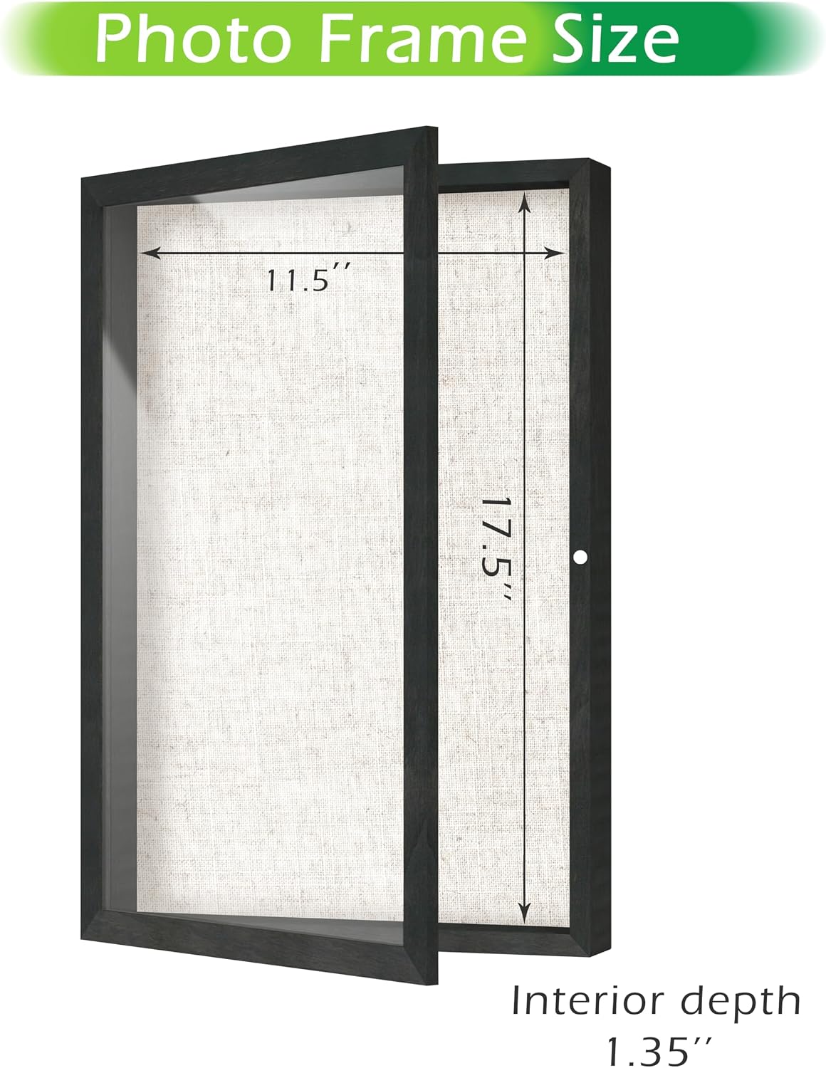 FrameWorks 12x18 Deep Shadow Box Frame, Wooden Display Case w. Linen Board & Tempered Glass Door - Black Woodgrain