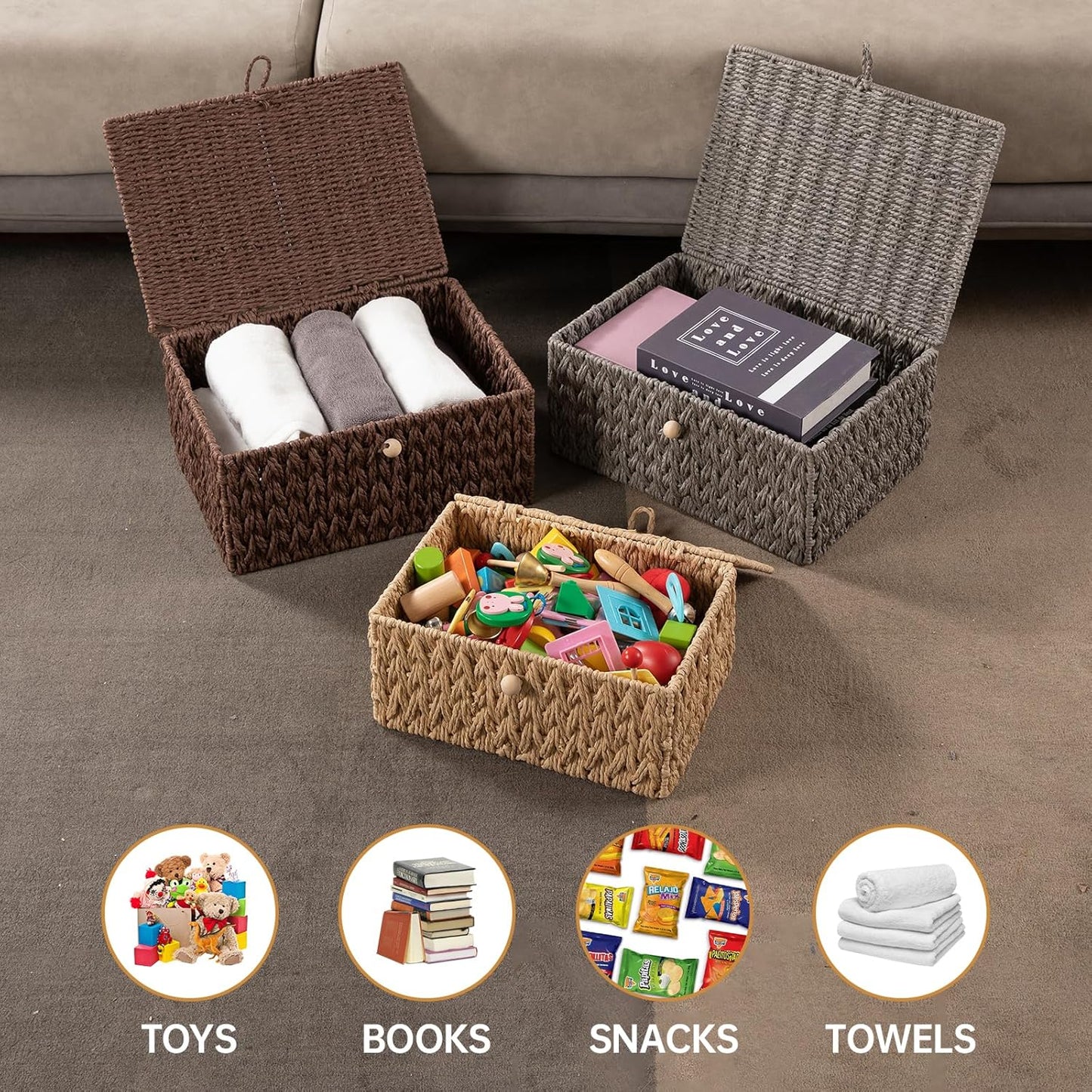 Wicker Storage Basket / Natural / Set of 2