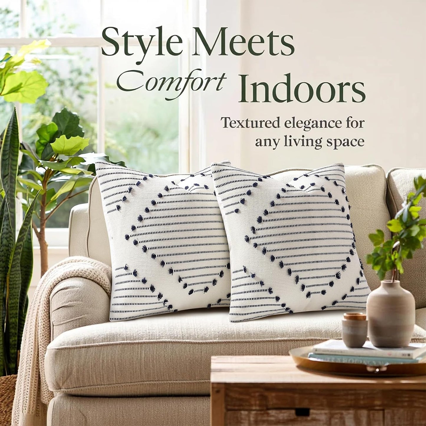Farmhouse Lumbar Pillow Covers / Navy Blue / 20 x 12 / Set of 2