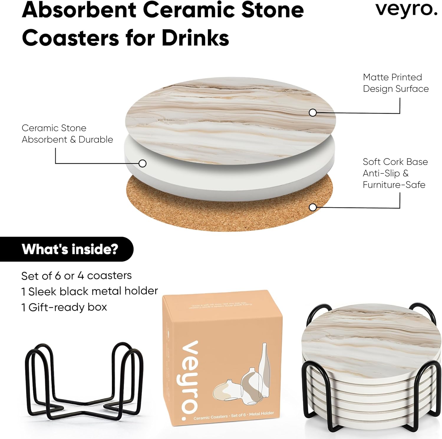 Holder / Modern Marble Look / Sand Marble 1 / Set of 4