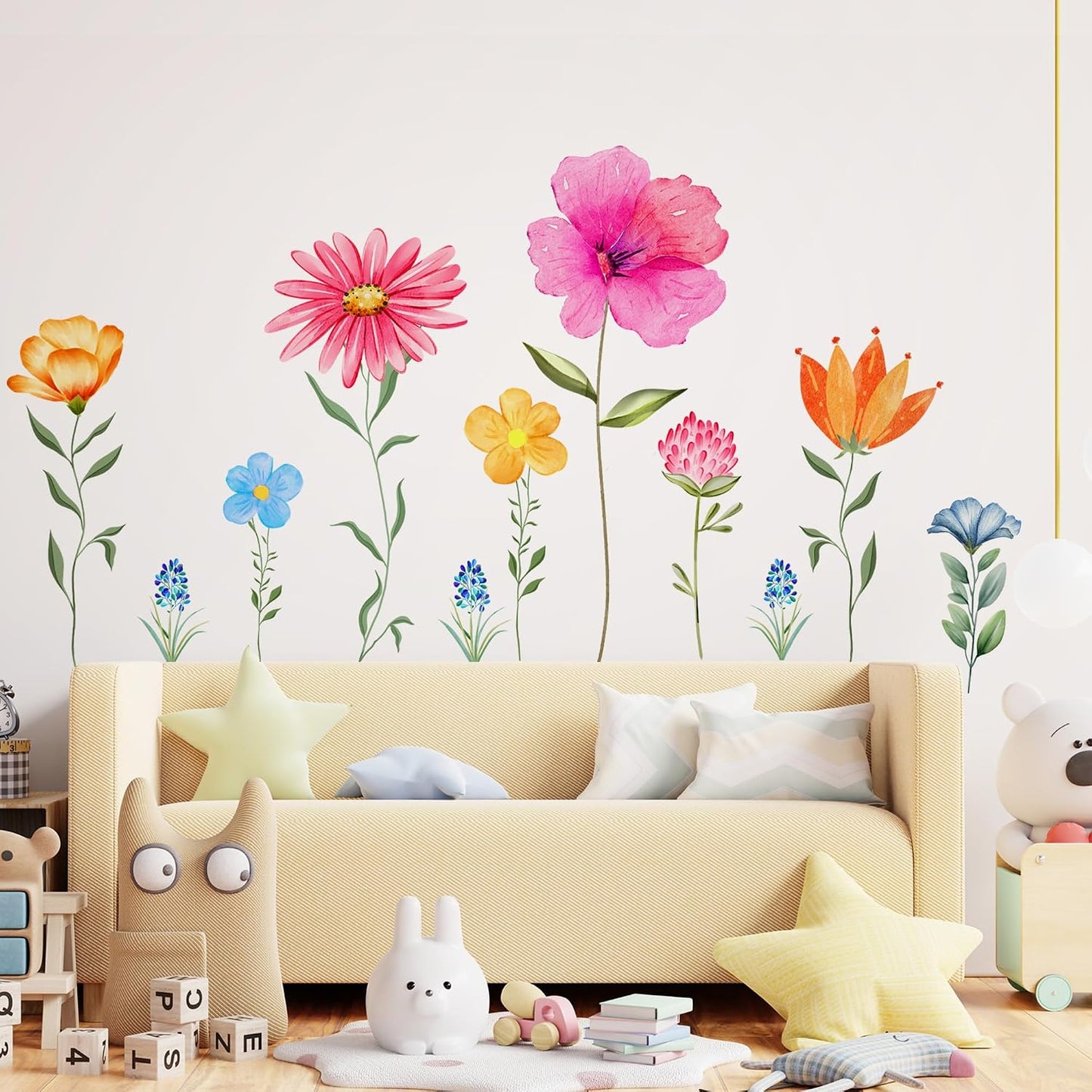 Peel and Stick Floral Wall Decals for Nursery / Large Flower