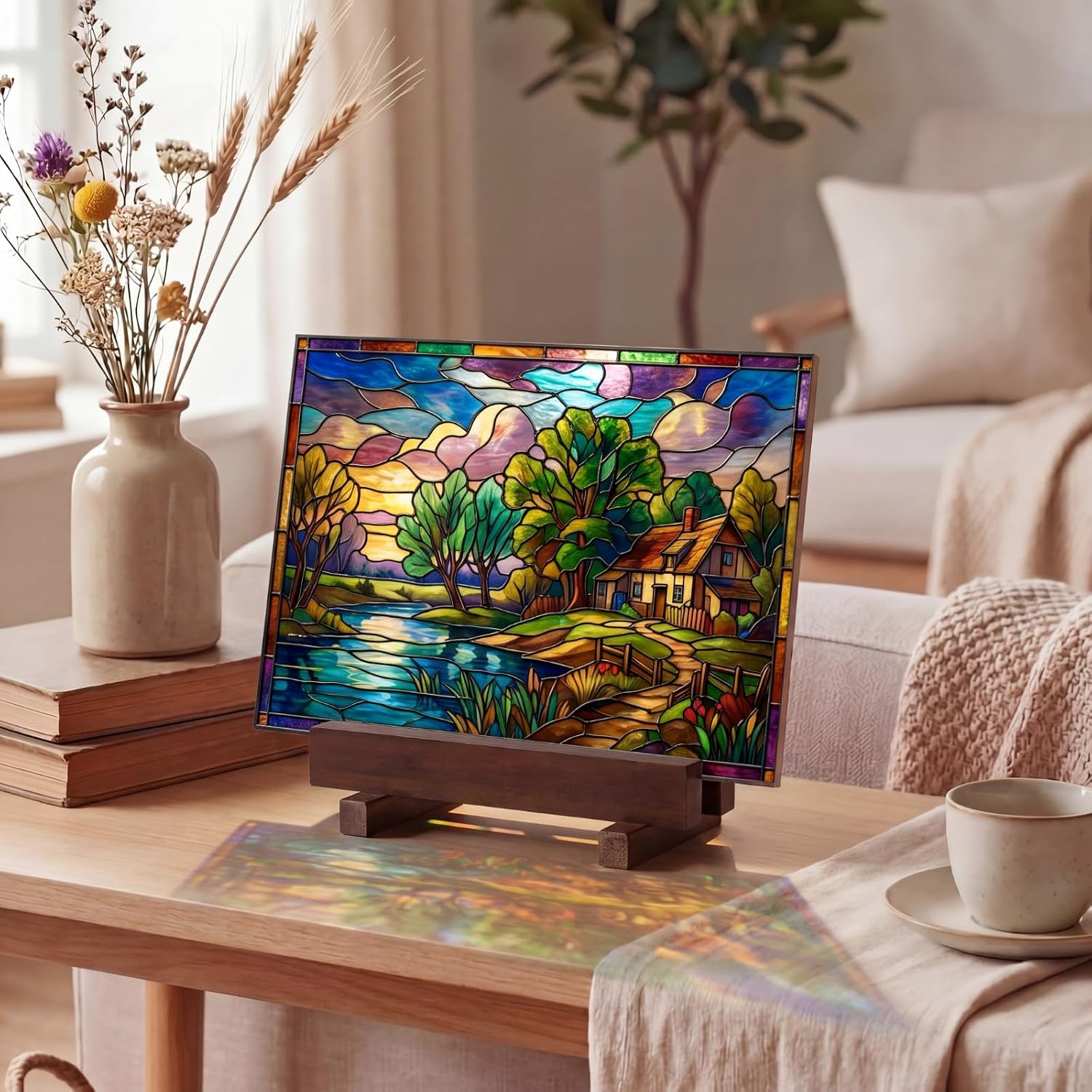 Display Stand Tile Display Stand for Art Panels Picture Photos / Walnutcolor / Wood / Set of 2