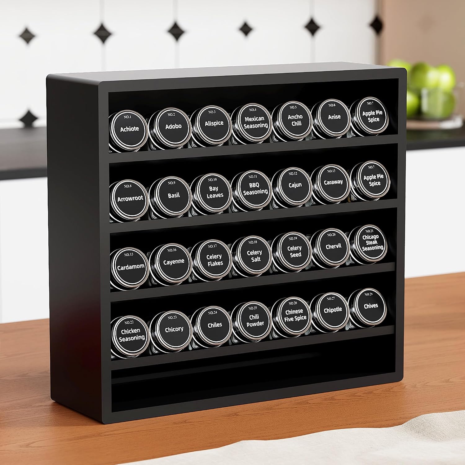 Orimade 4 Tier Spice Rack Organizer for Cabinet, Freestanding Bamboo Seasoning Rack for Countertop, Cupboard, Pantry