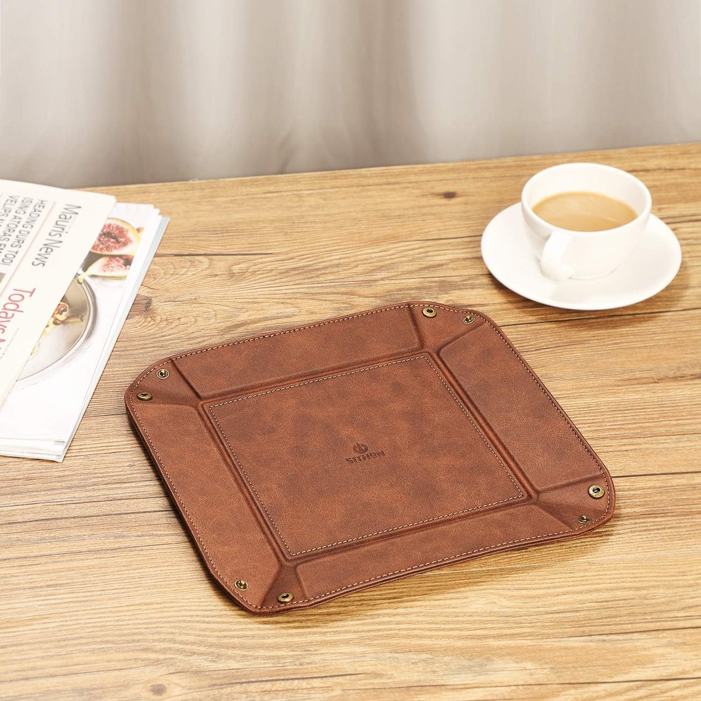 Valet Tray Desktop Storage Organizer / Brown