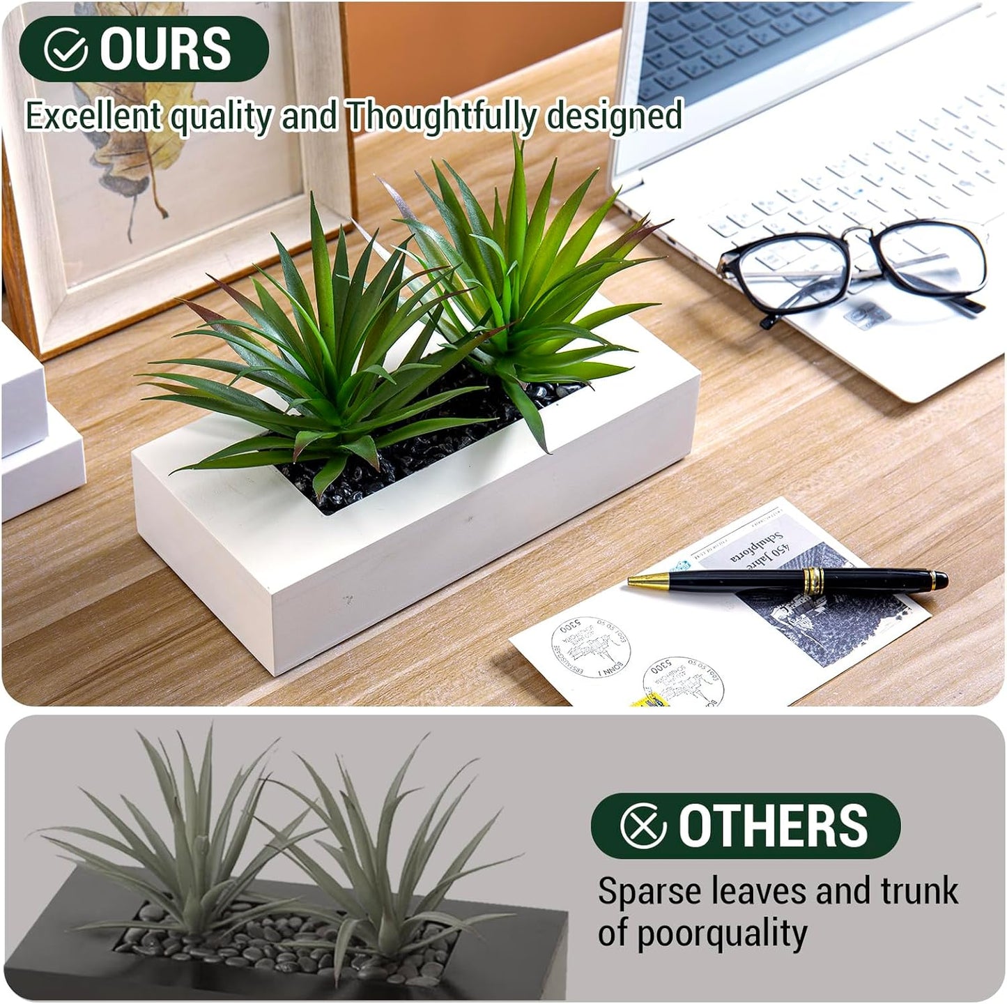 Faux Plants Indoor for Tabletop / White / 9.5 Inch / 10 Inch