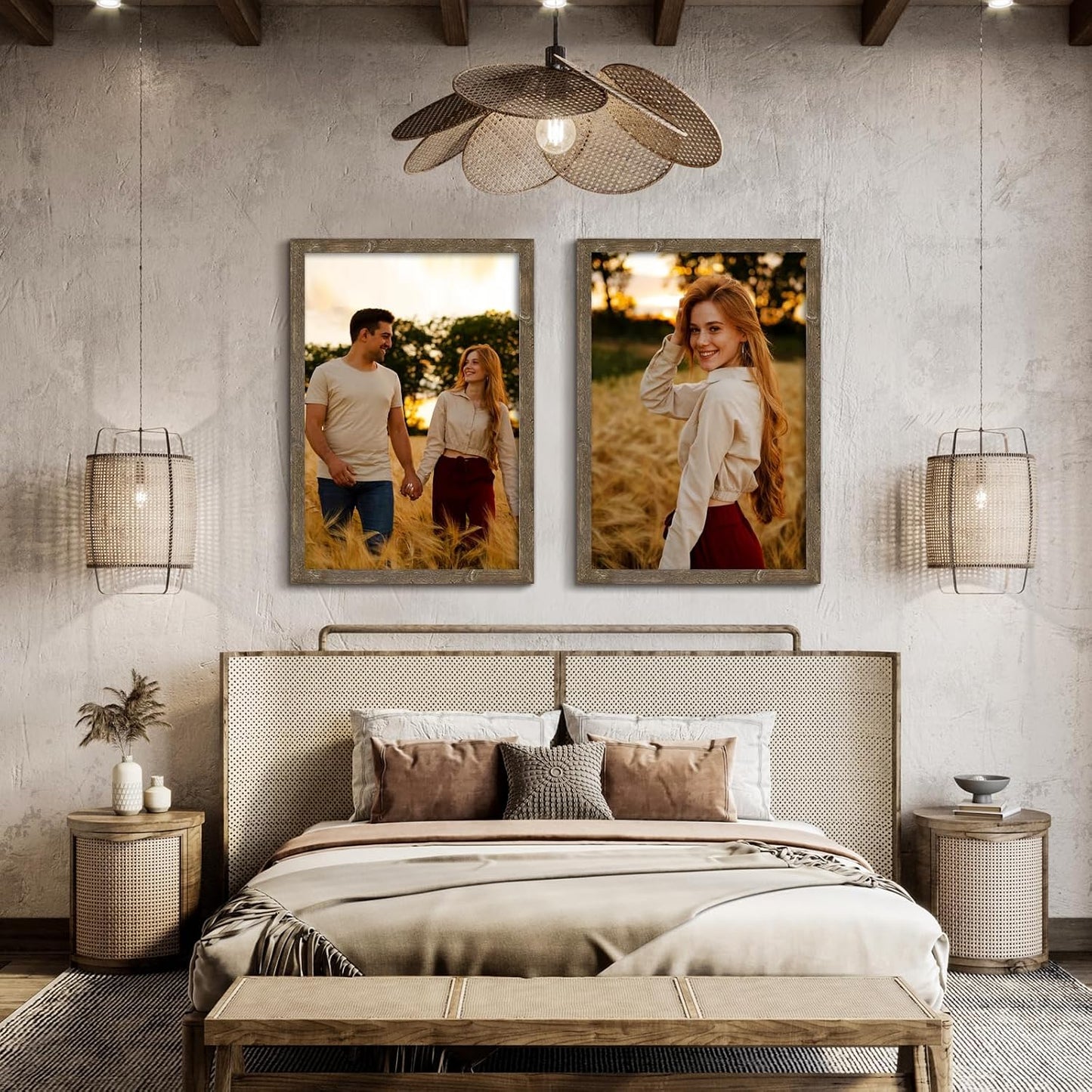 DABLUE Rustic Brown 24x36 Frames 2 Pack, Suitable for Posters and Wall Art | Warm rustic brown tone fits most interior