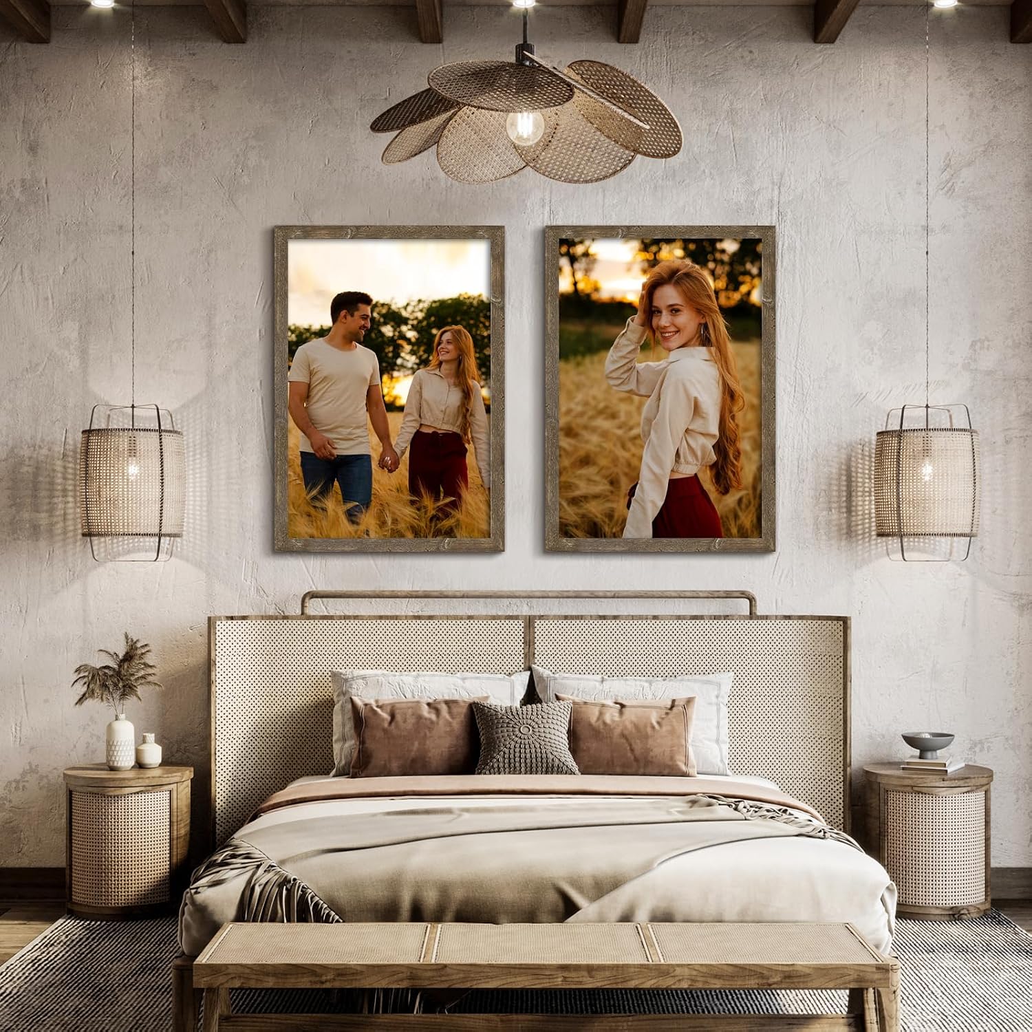DABLUE Rustic Brown 24x36 Frames 2 Pack, Suitable for Posters and Wall Art | Warm rustic brown tone fits most interior