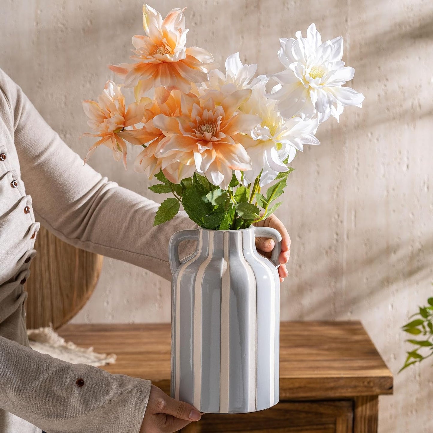 Grey Ceramic Vase / Grey and White 1
