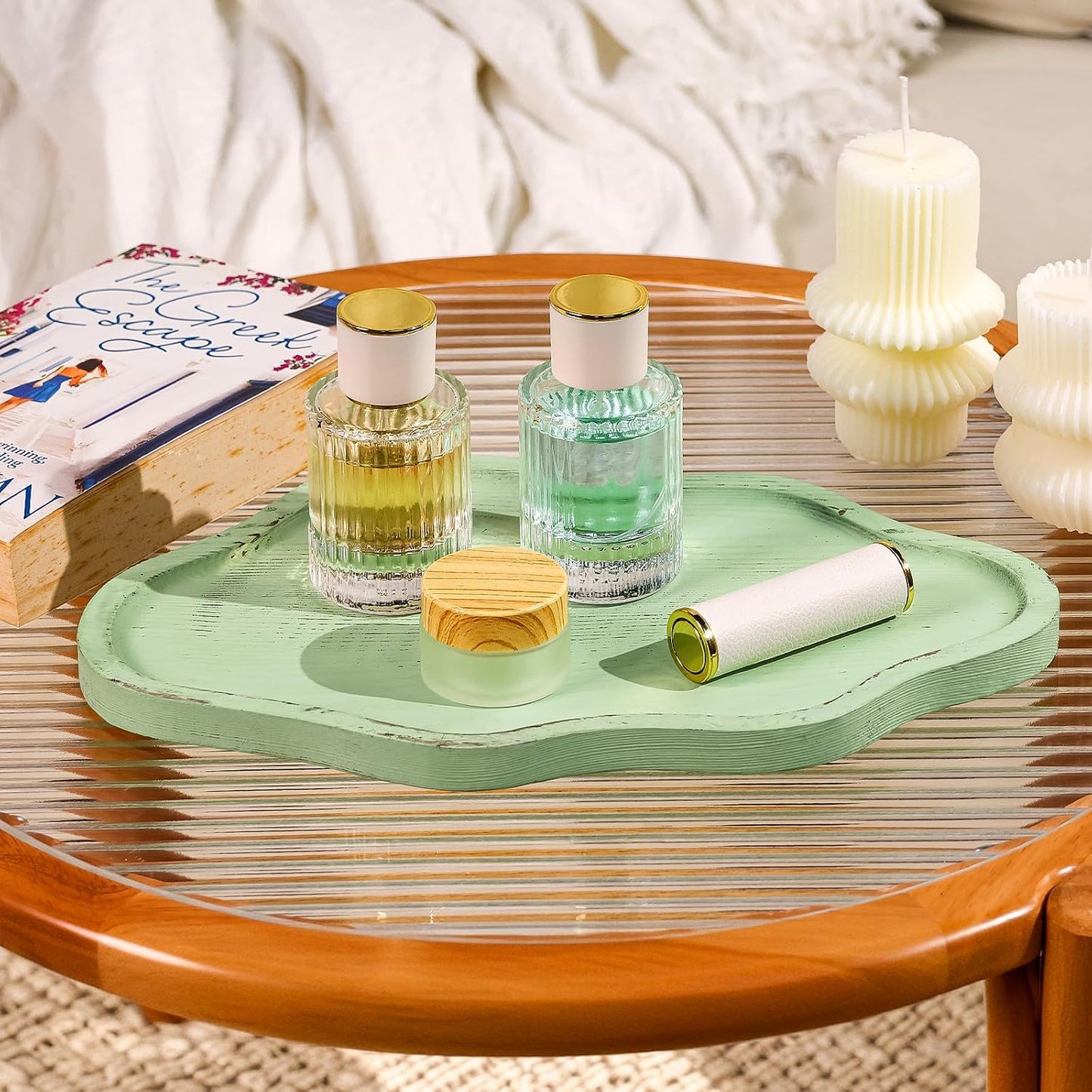 Cloud Wooden Jewelry Tray Trinket Dish / Light Green