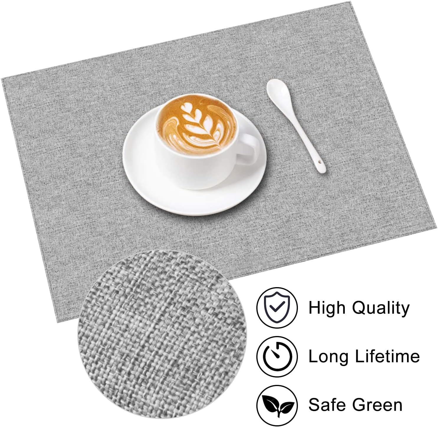 Cloth Placemats Set of 6, Cotton Linen Blend Machine Washable Durable Linen Table Mats, Heat Resistant Placemats