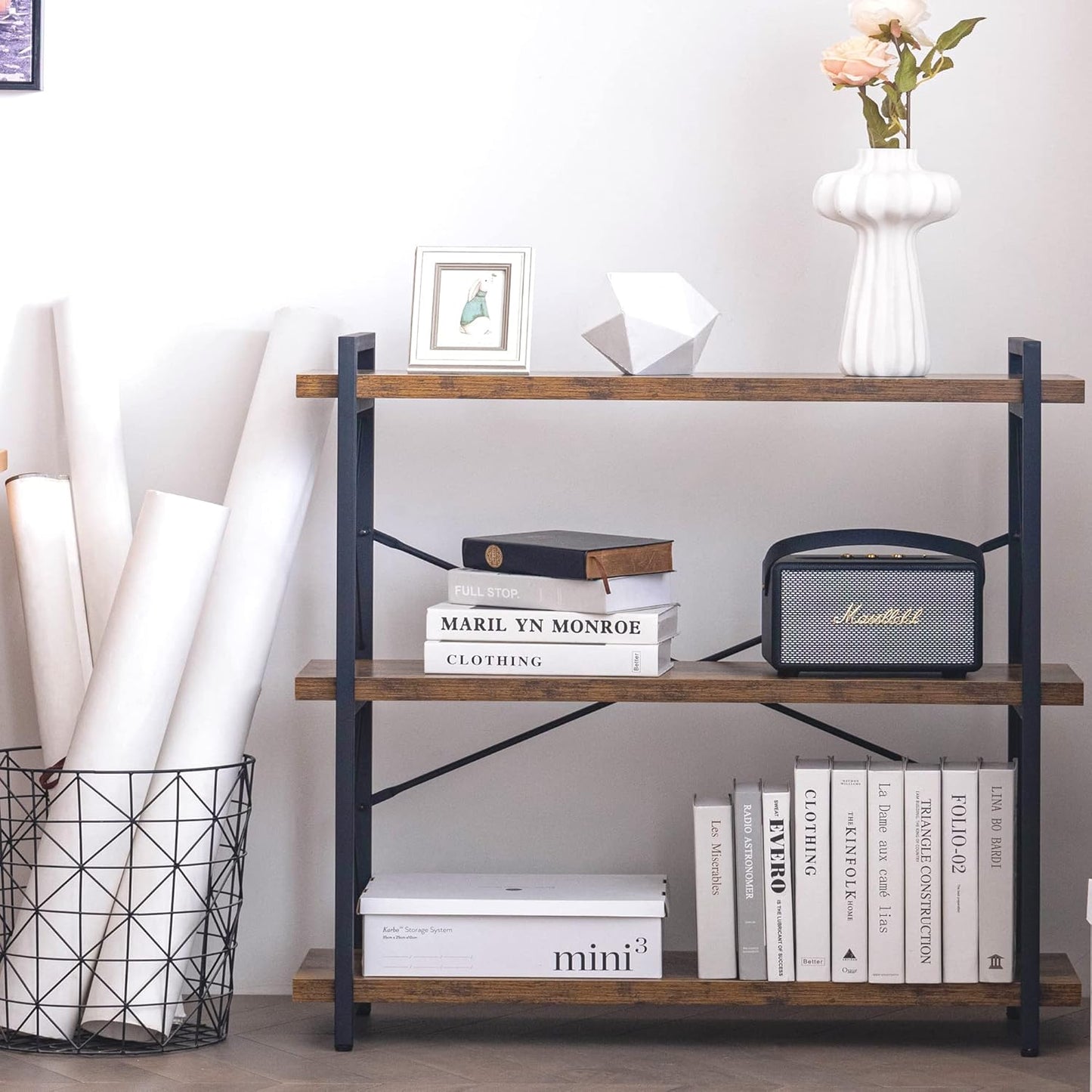 Wood and Metal / 3-tier / Rustic Brown